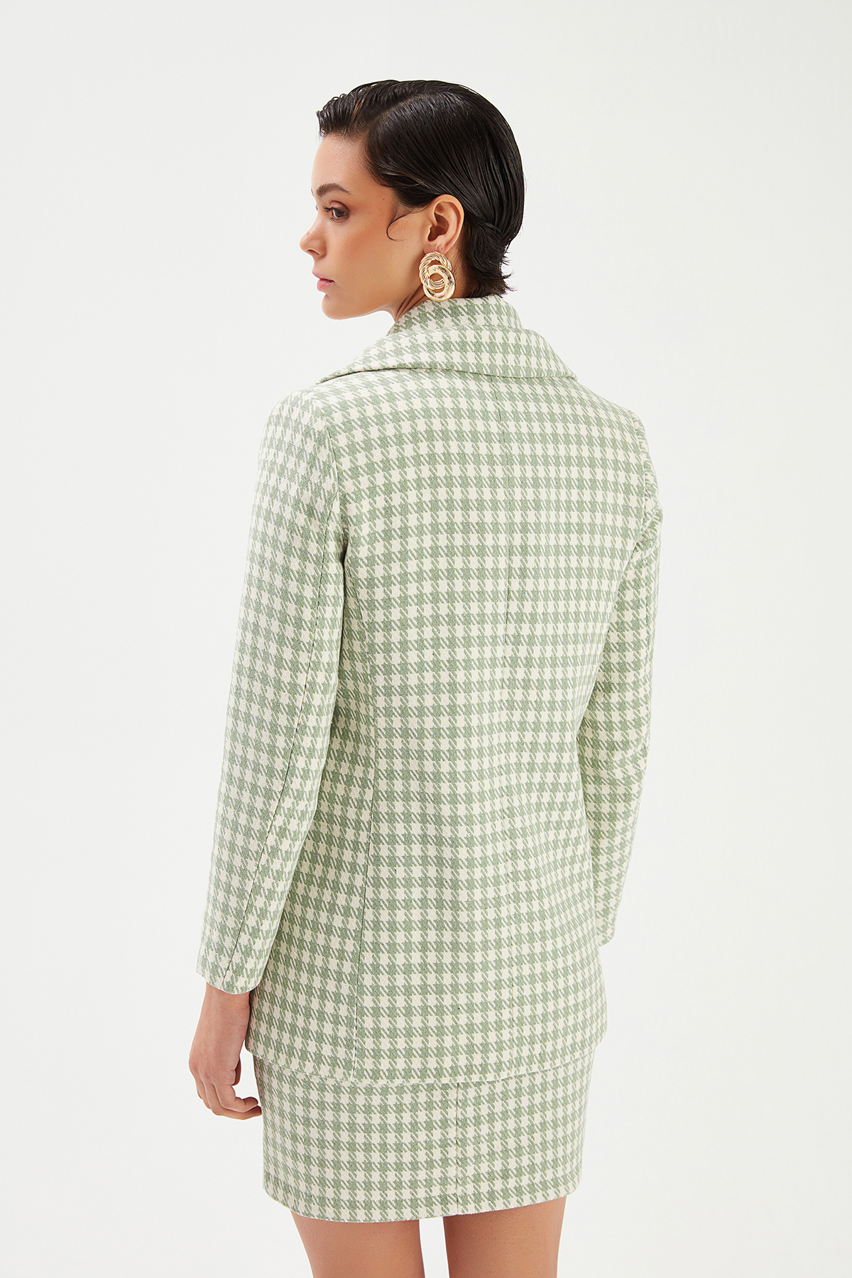 Kazayağı Desenli Ceket - ÇAĞLA YEŞİLİ