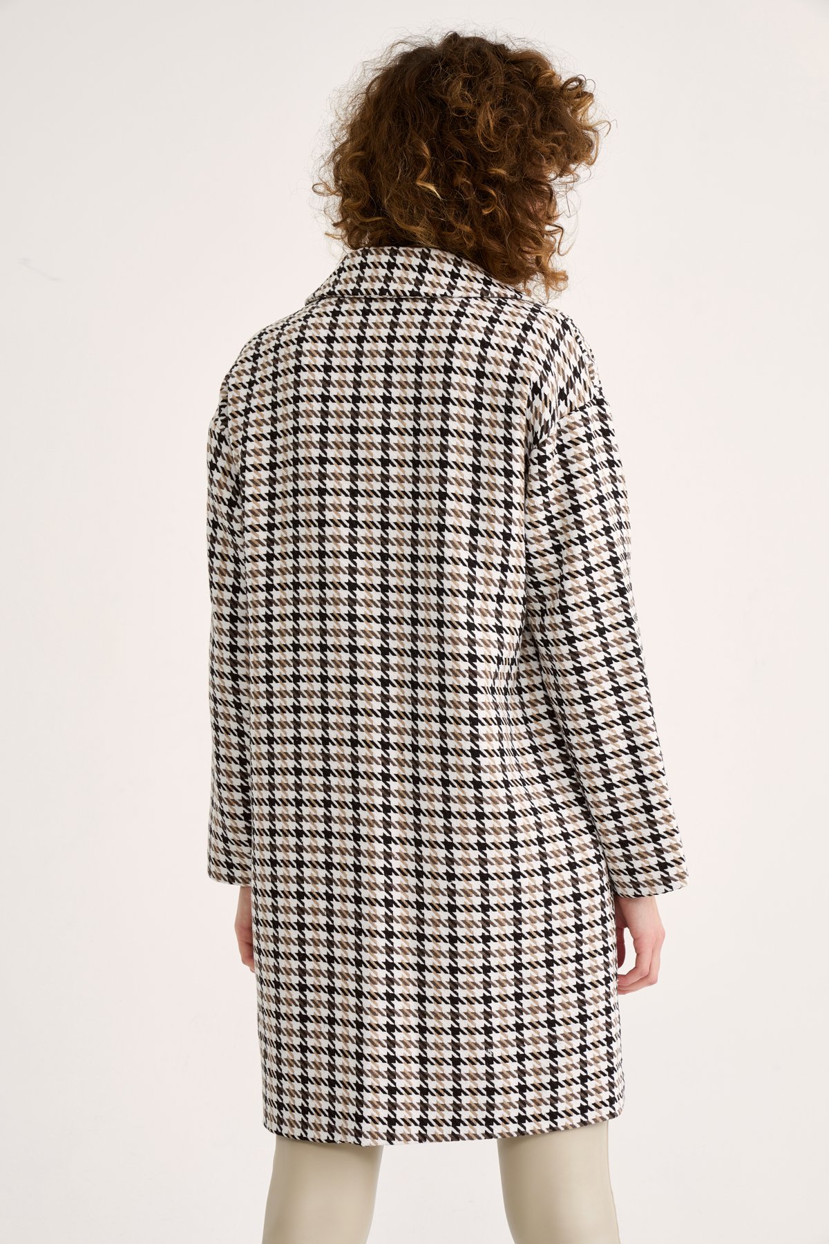 Kazayağı desenli kaban - KAHVE