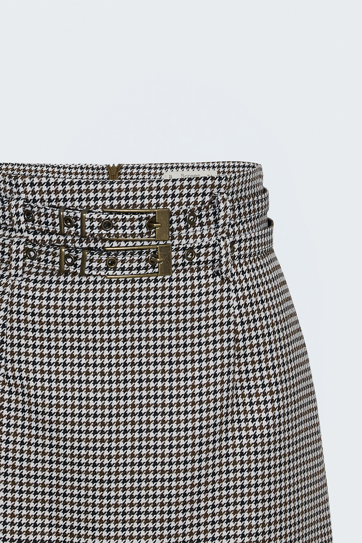 Houndstooth Mini Skirt - Brown
