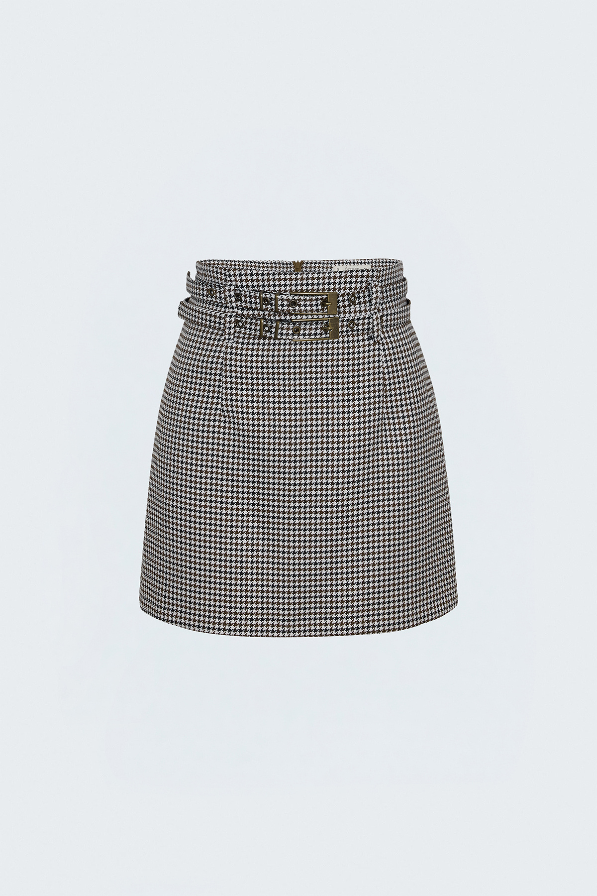 Houndstooth Mini Skirt - Brown