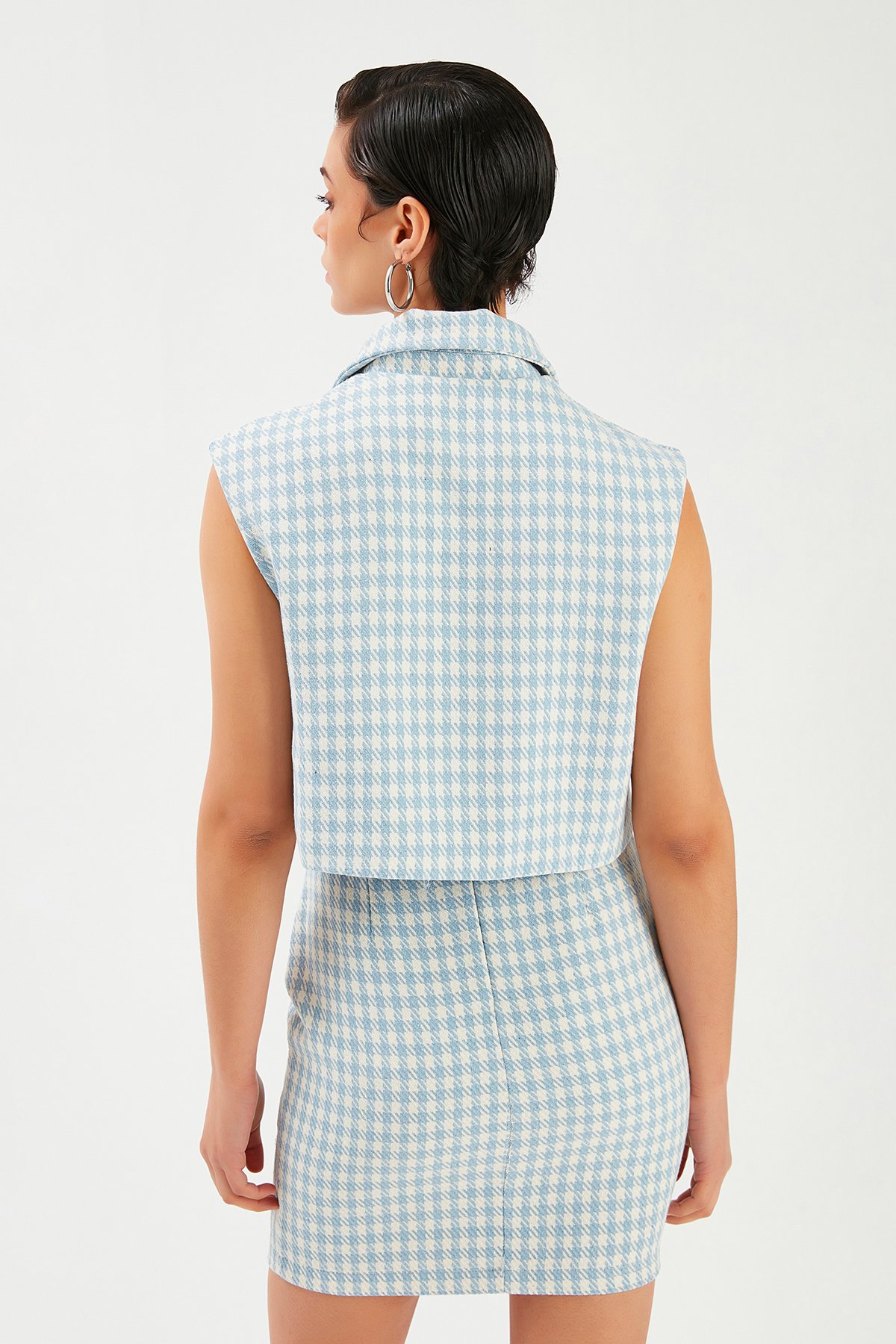 Kazayağı Desenli Yelek - MAVİ