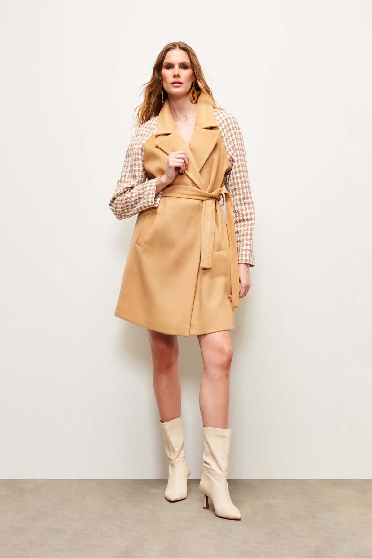 Crowbar Belted Coat - CAMEL