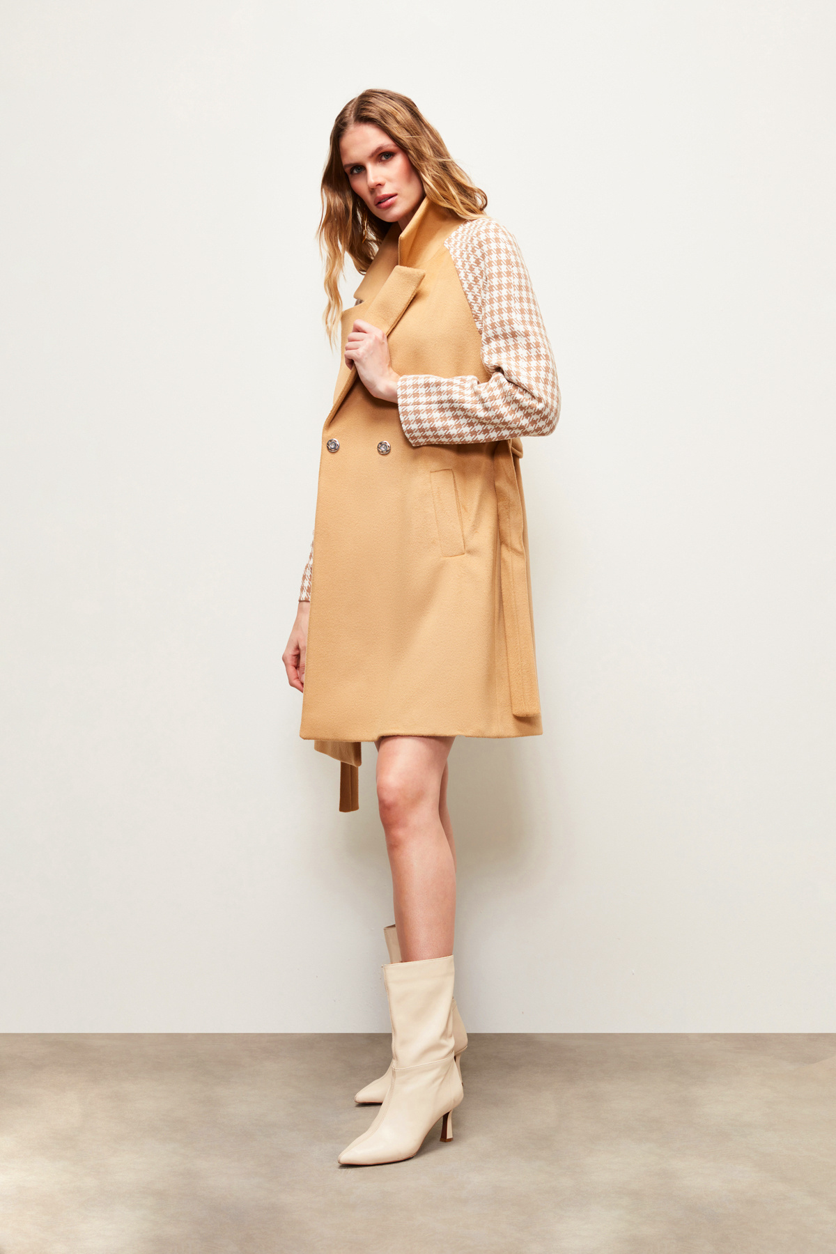 Crowbar Belted Coat - CAMEL