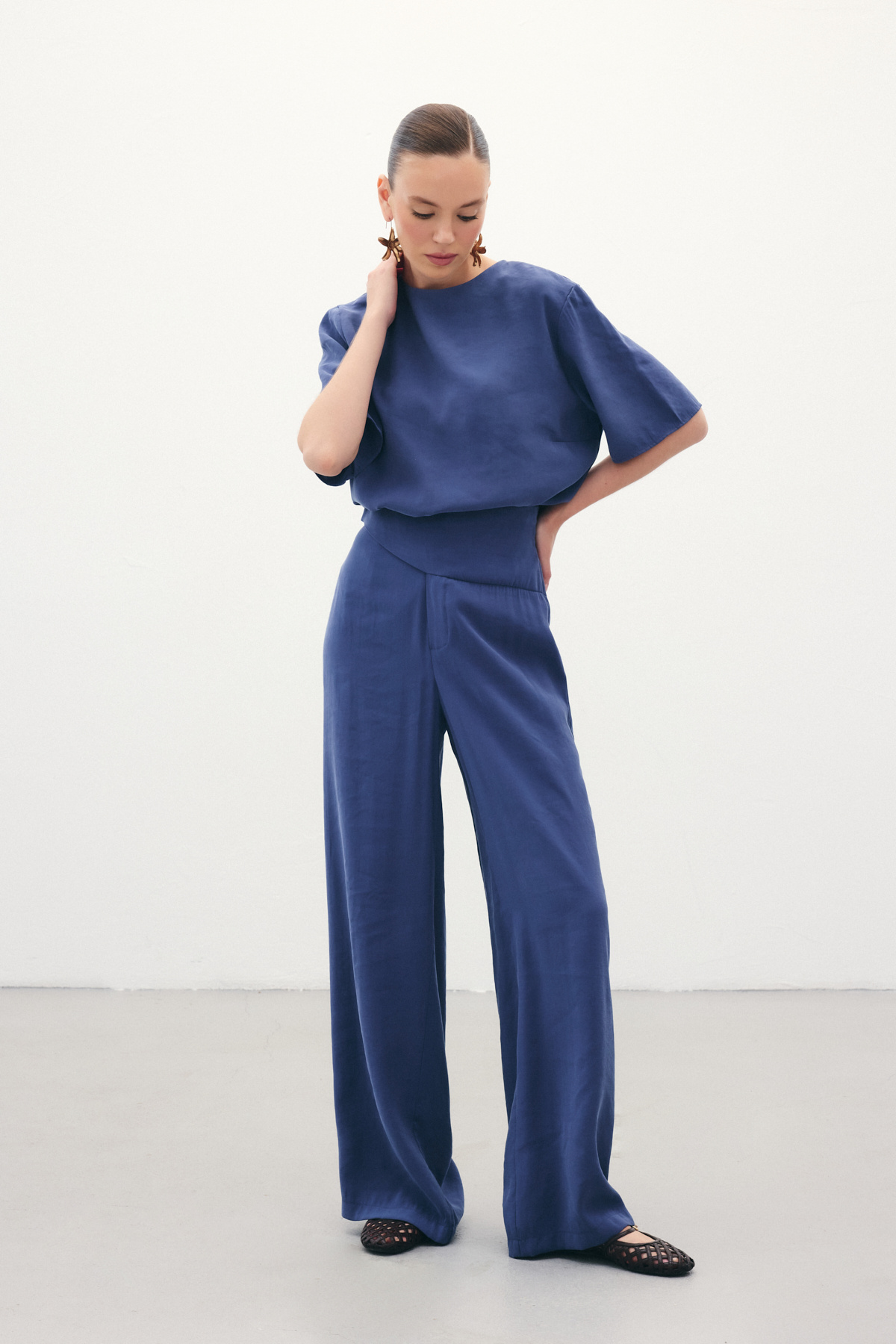 Kemer Detaylı Modal Pantolon - İndigo