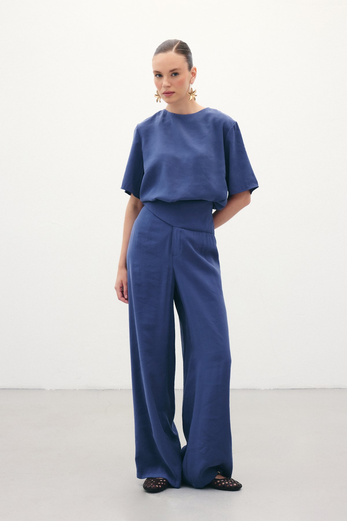 Kemer Detaylı Modal Pantolon - İndigo
