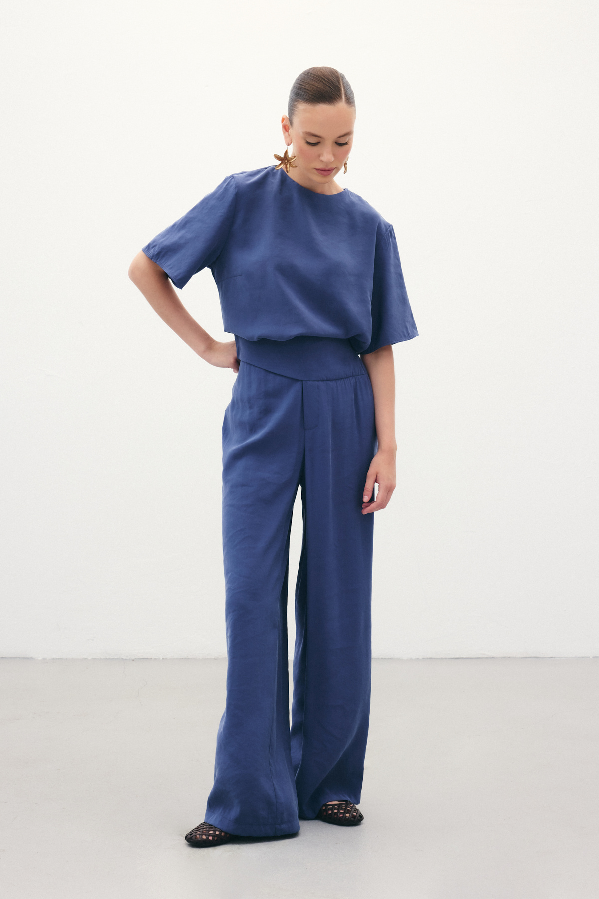 Kemer Detaylı Modal Pantolon - İndigo