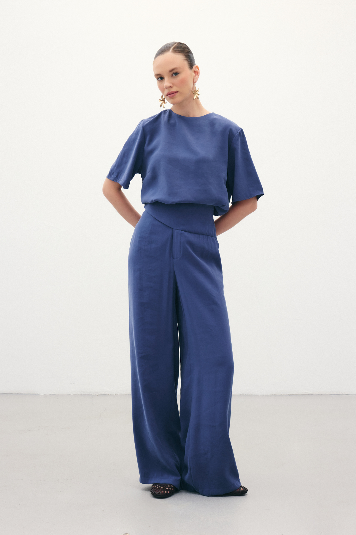 Kemer Detaylı Modal Pantolon - İndigo