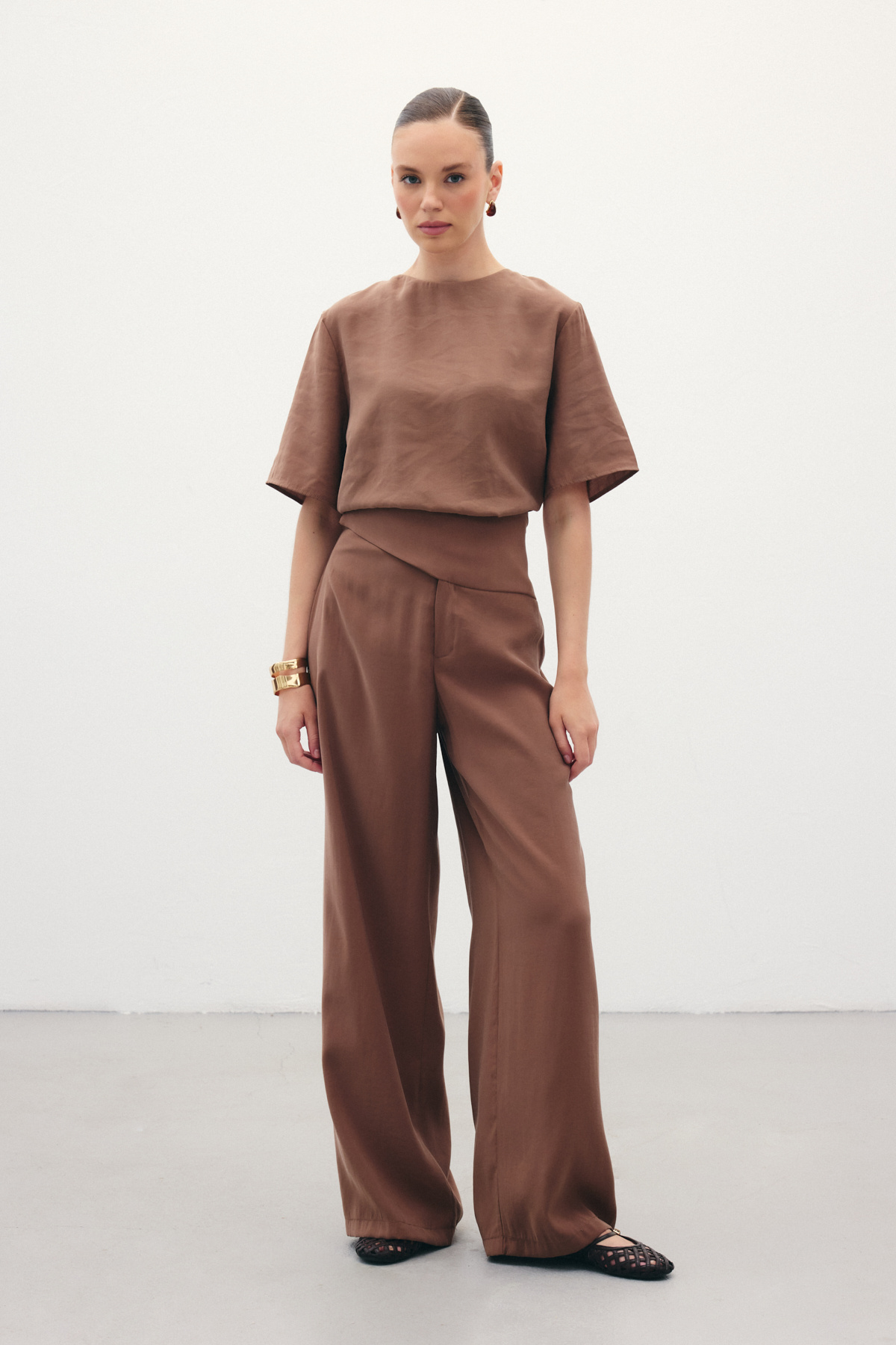 Kemer Detaylı Modal Pantolon - Kahve