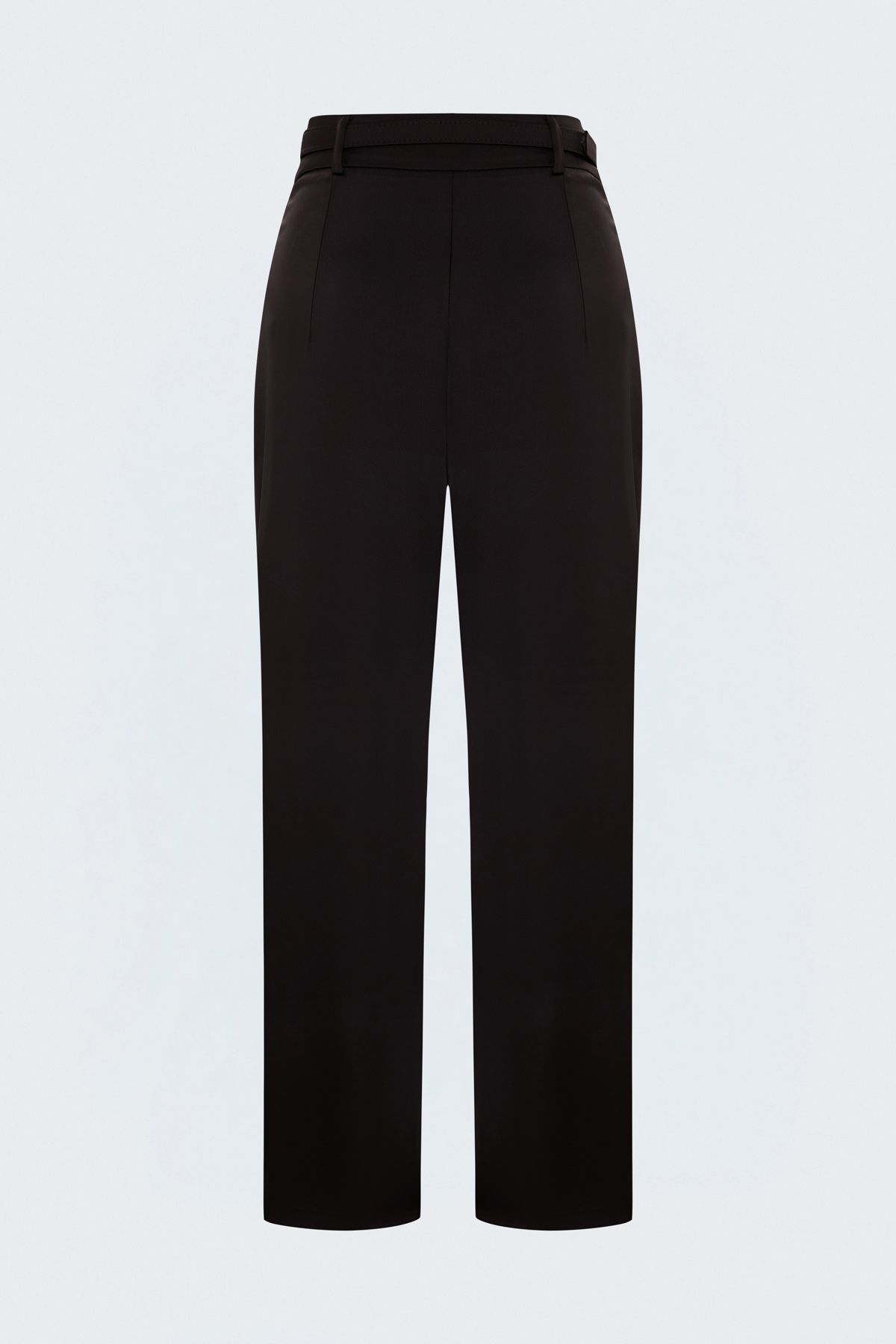 Belt-Detail Satin Classic Trousers - Brown