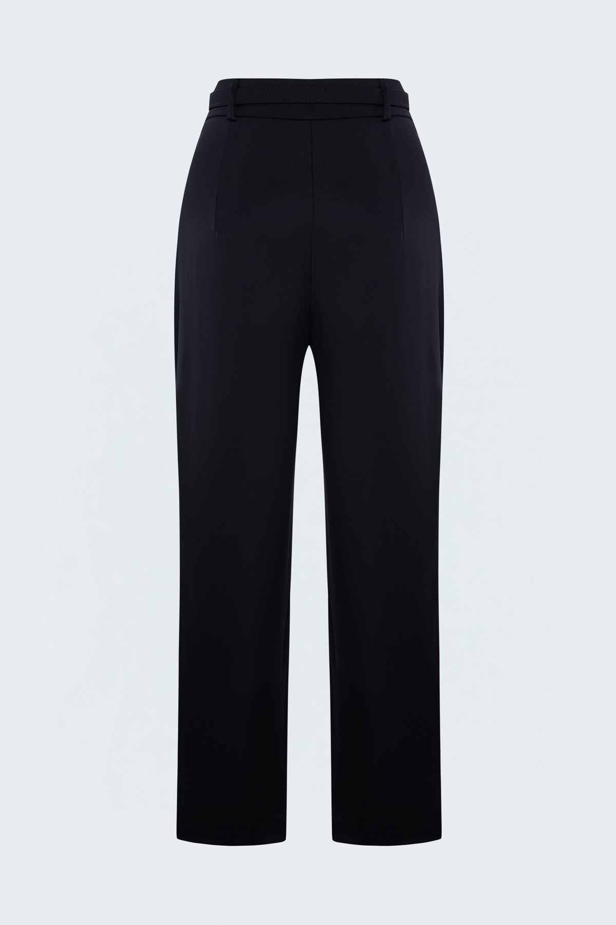 Belt-Detail Satin Classic Trousers - Blue
