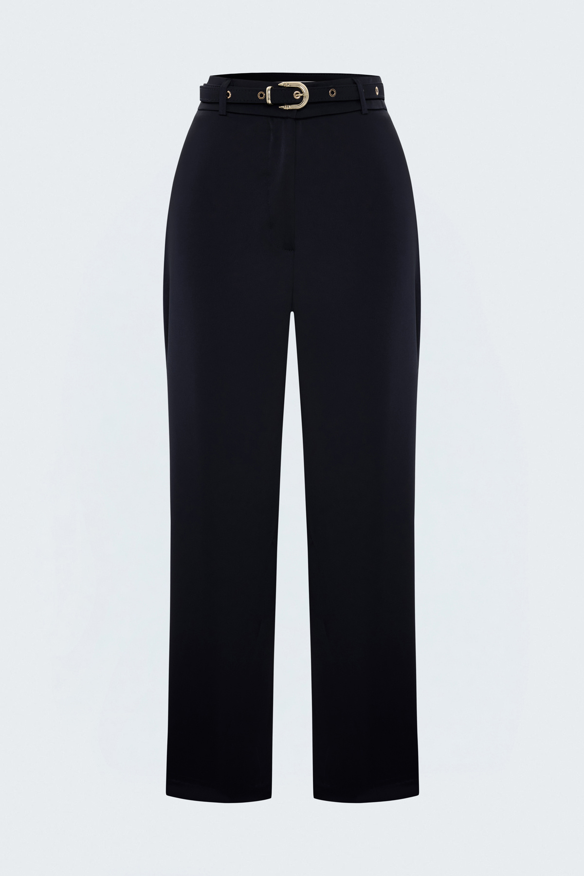 Belt-Detail Satin Classic Trousers - Blue