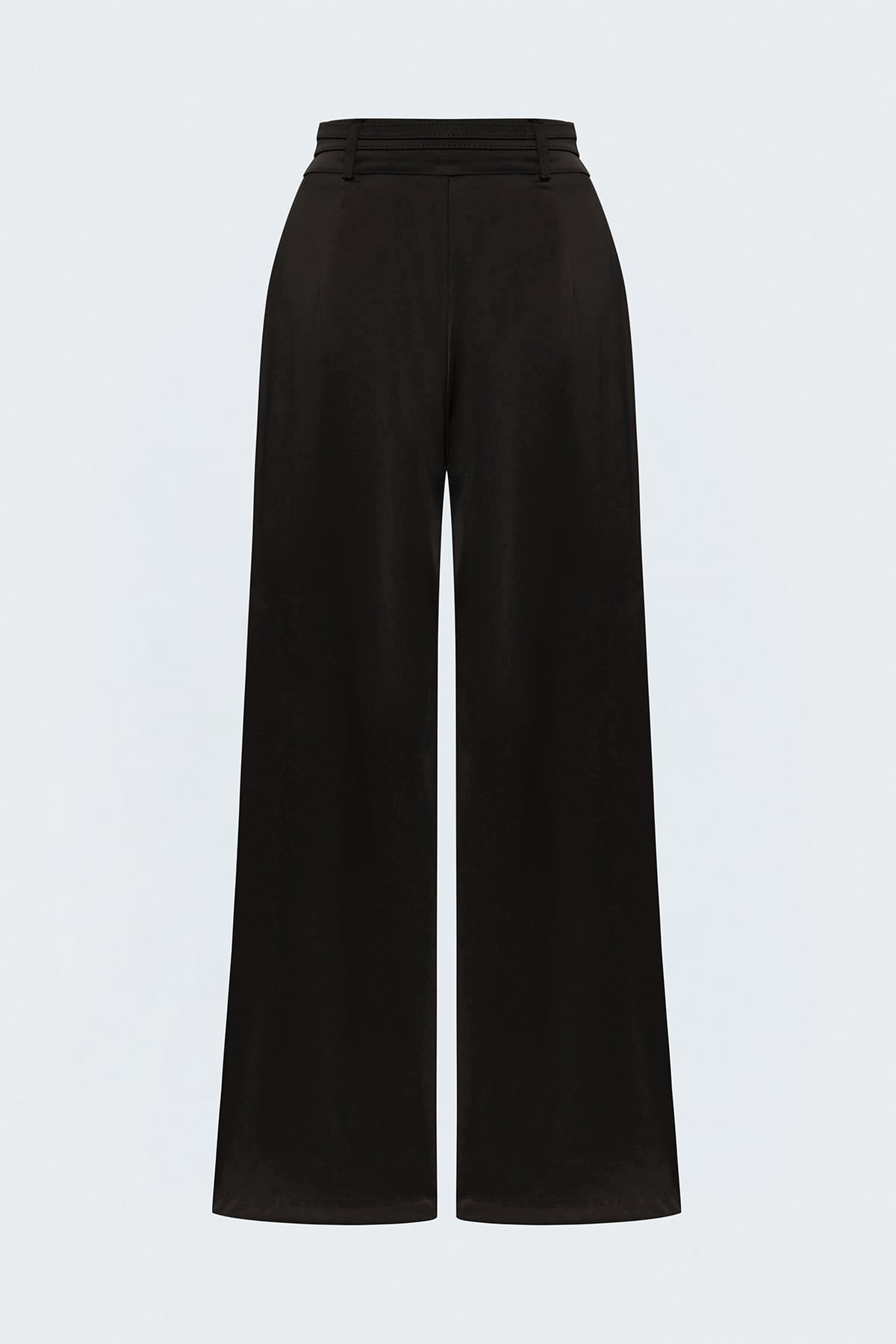 Belt-Detail Satin Trousers - Brown