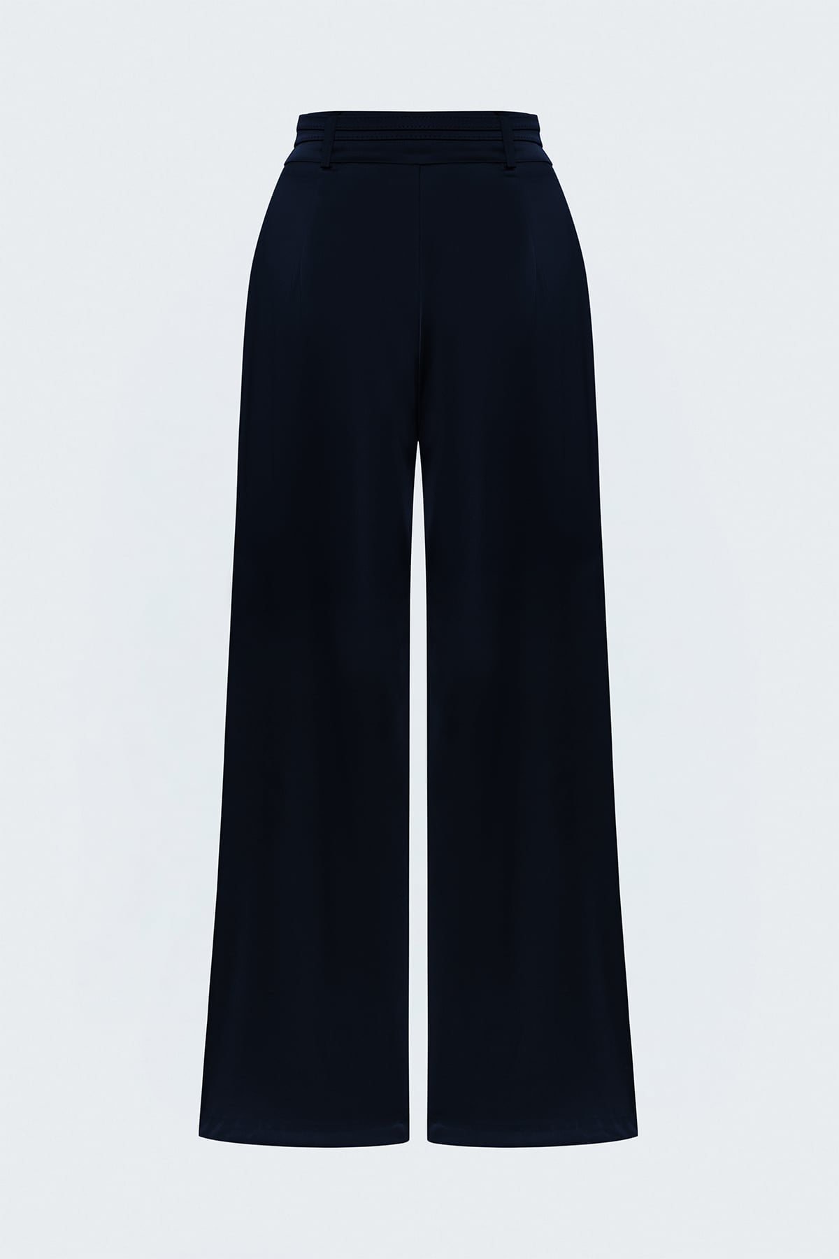 Belt-Detail Satin Trousers - Blue
