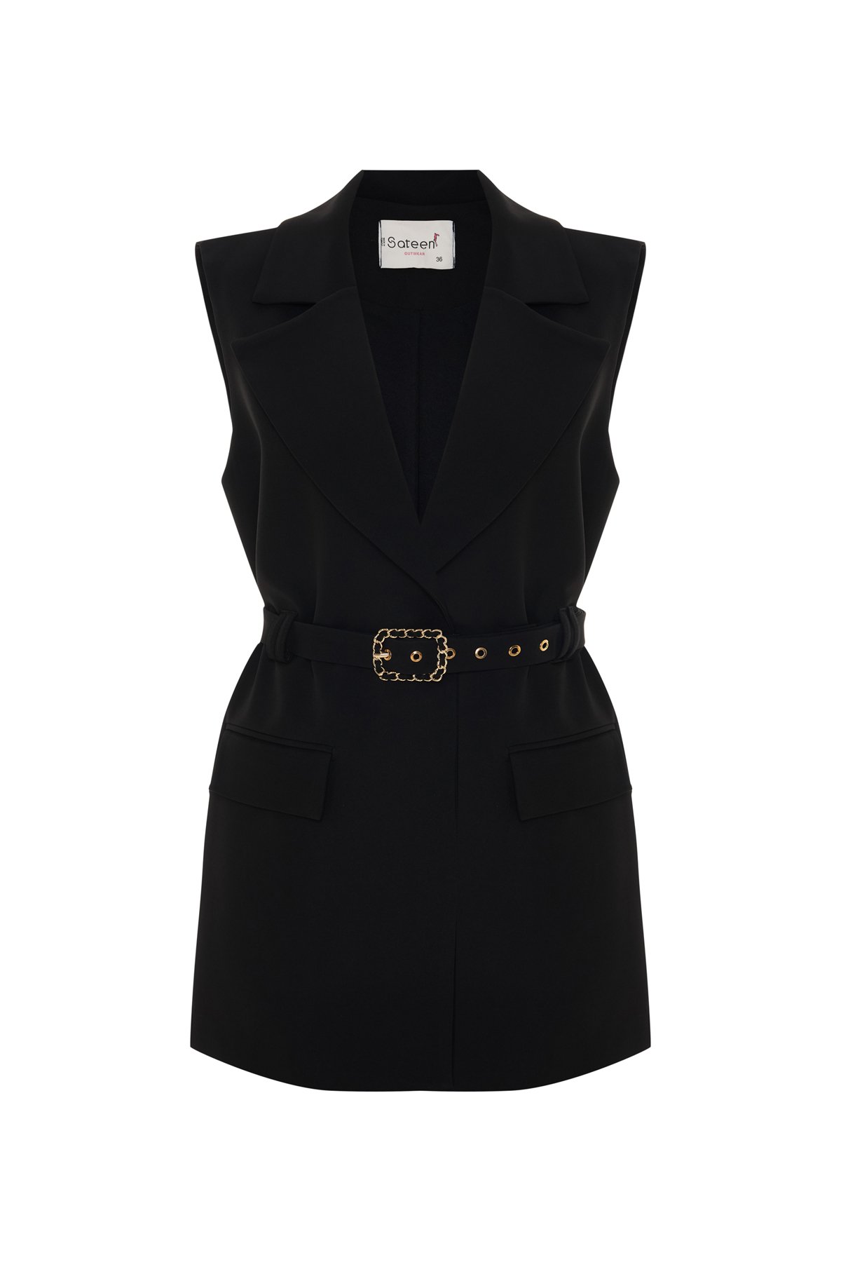 Kemer Detaylı Yelek - Siyah