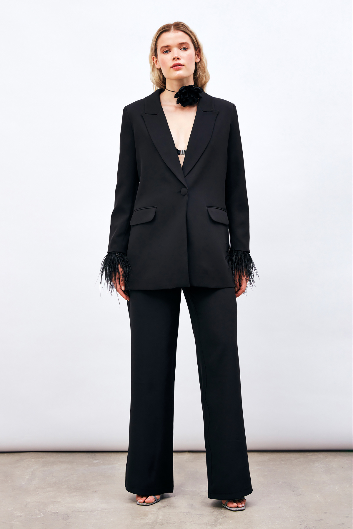 Kemerli Bol Paça Pantolon - SİYAH