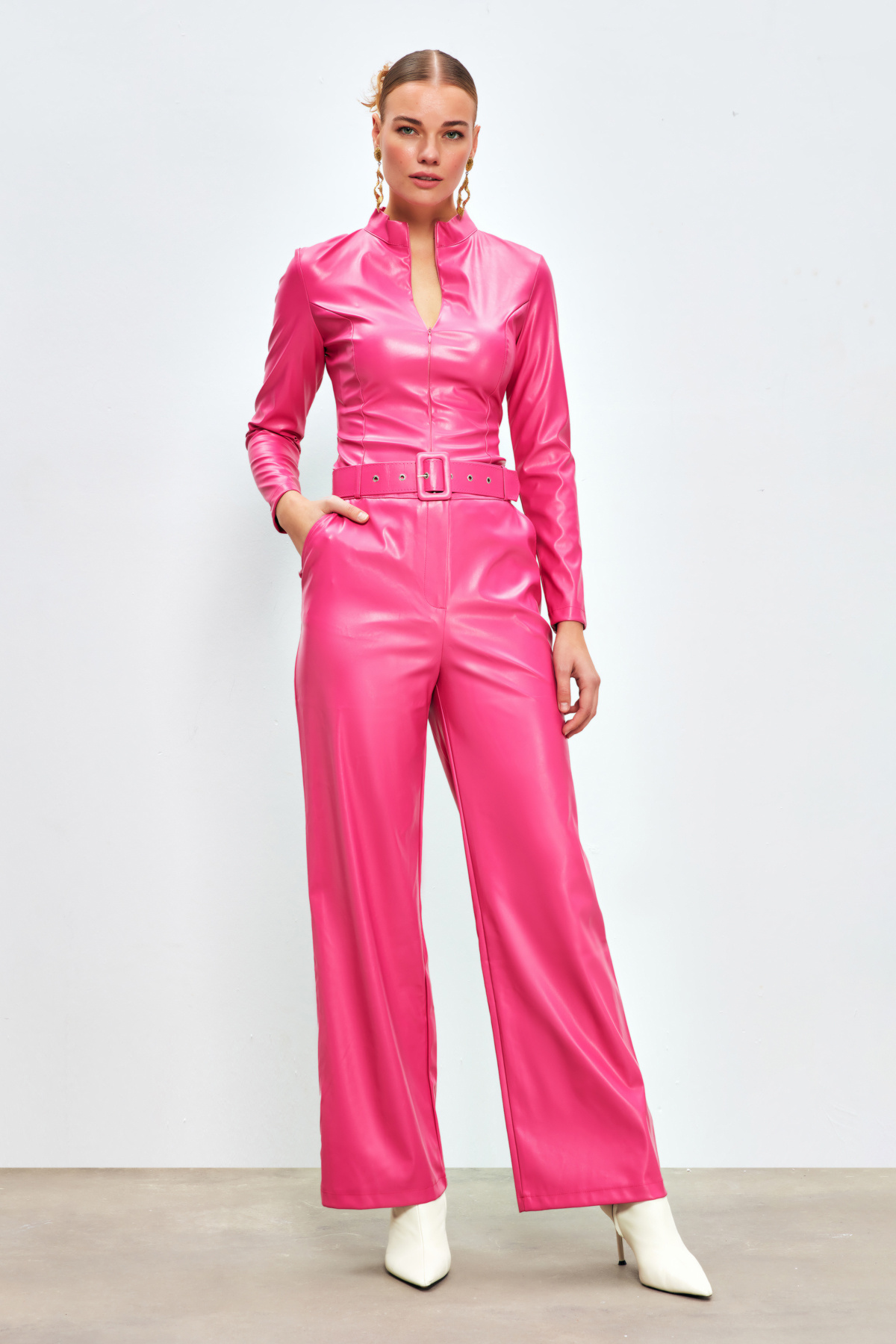 Belted Leather Pants - FuchsIa