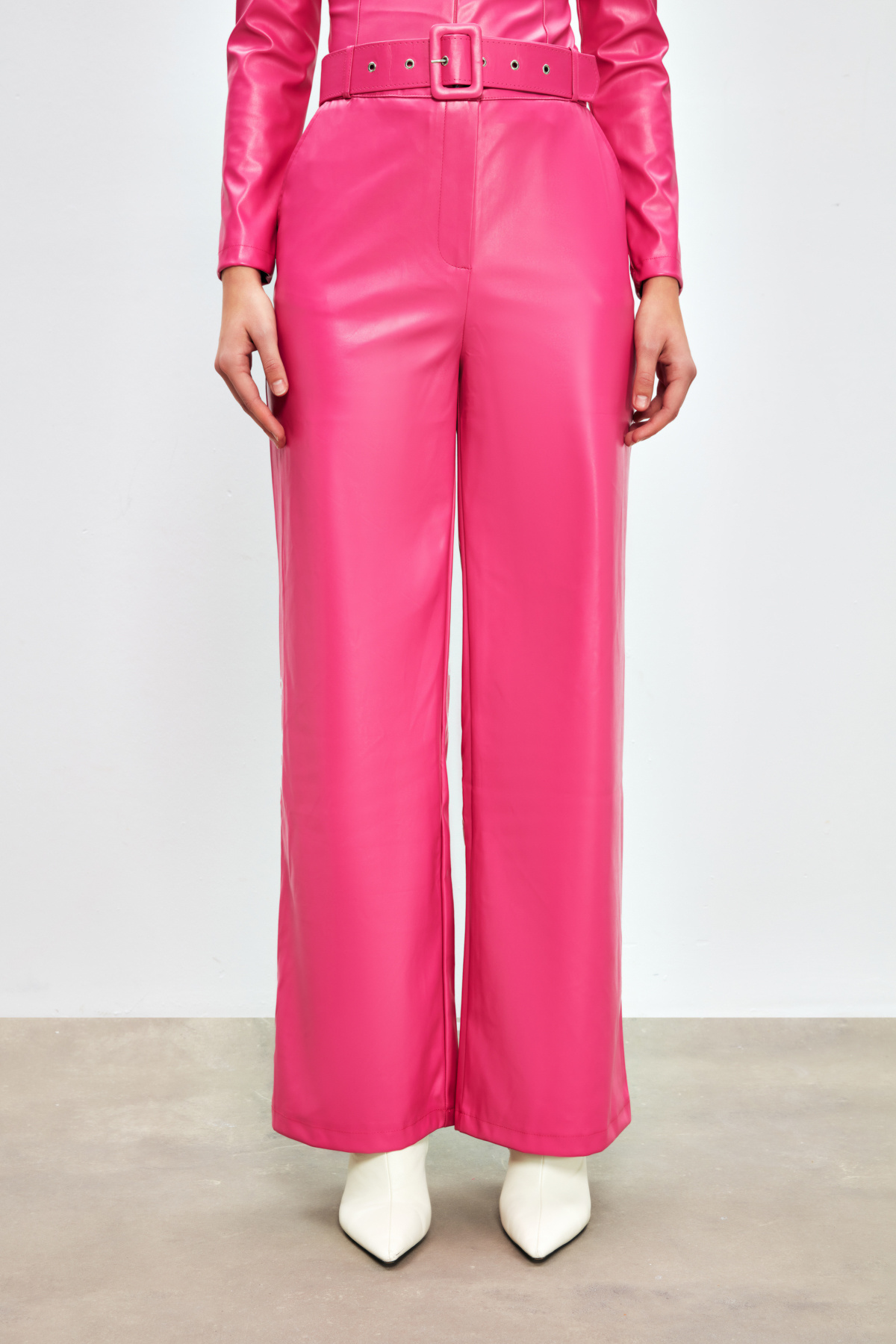 Belted Leather Pants - FuchsIa
