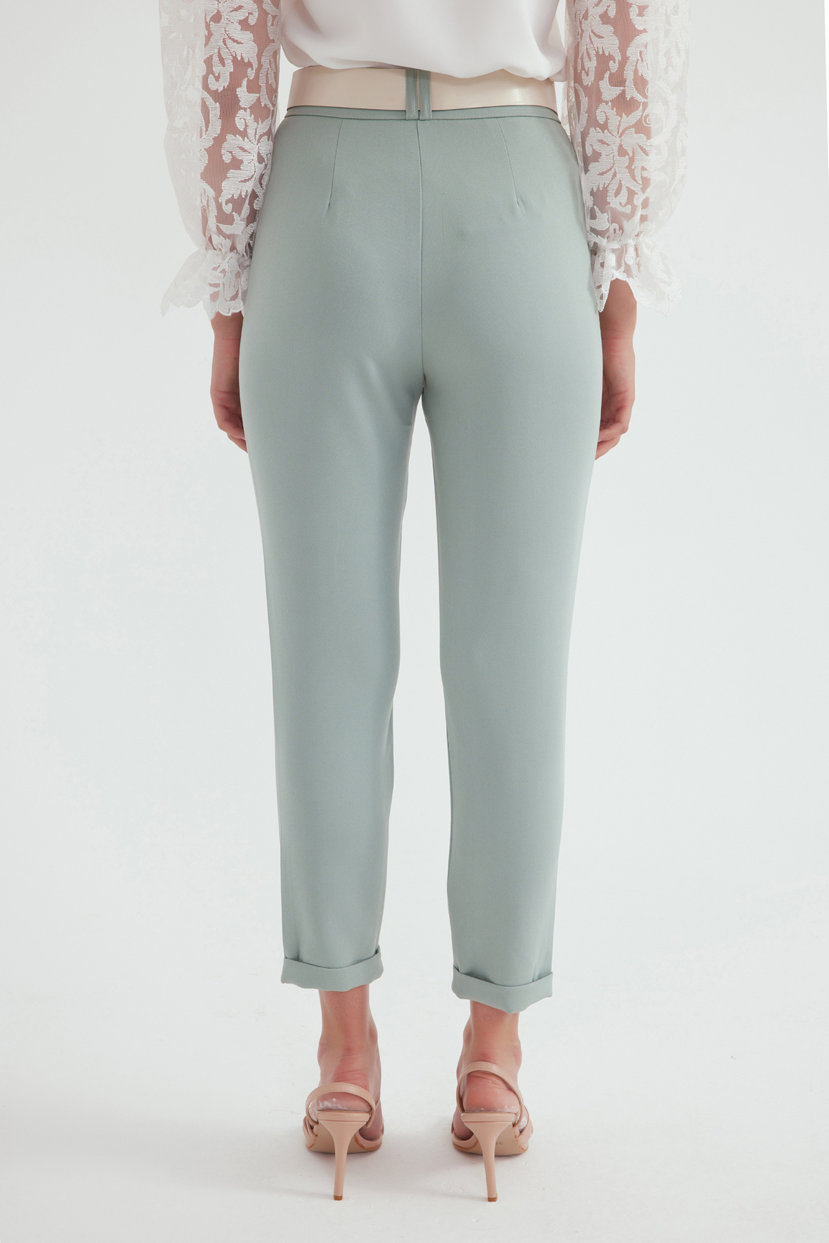 Kemerli duble paça pantolon - ÇAĞLA YEŞİLİ