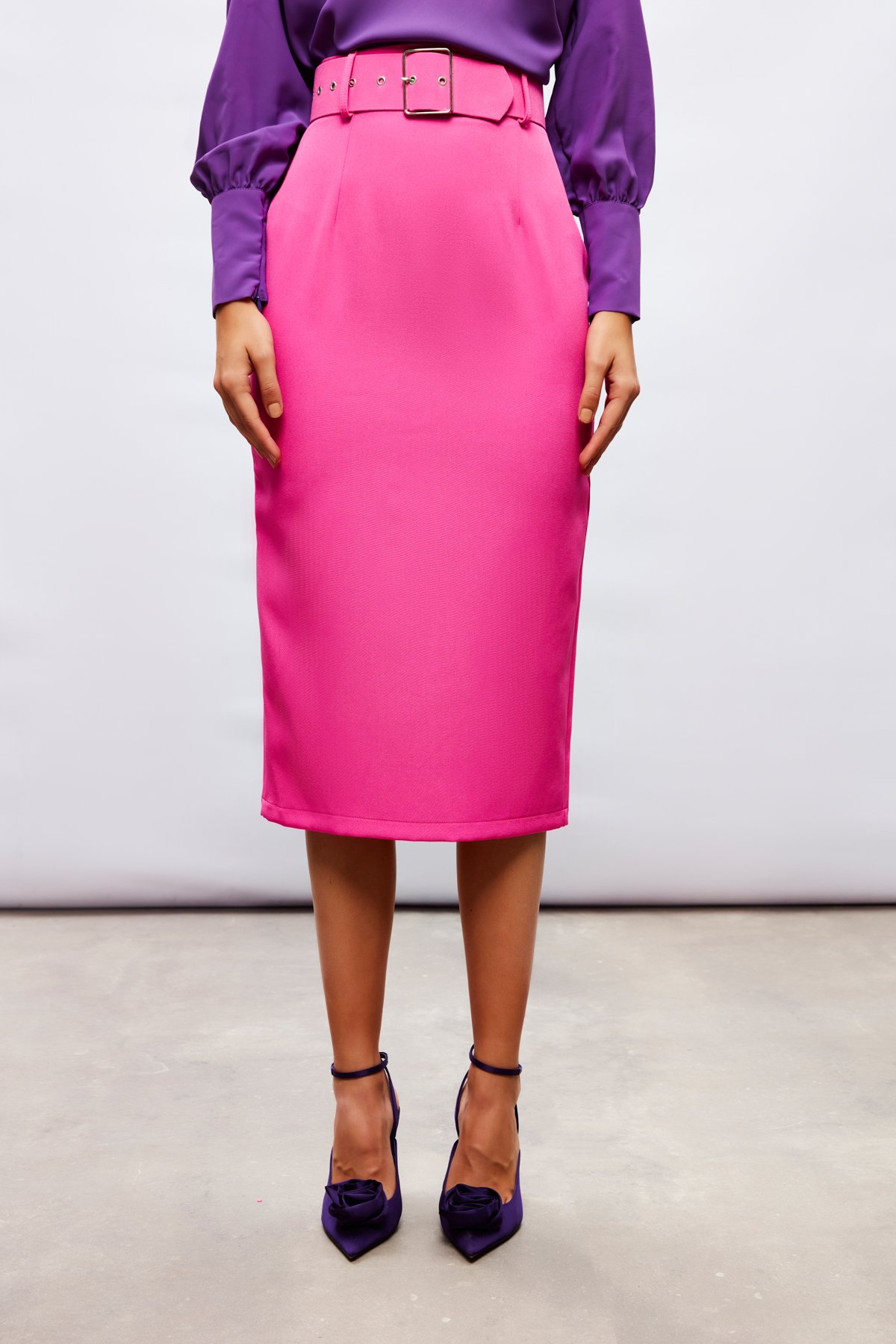Kemerli Kalem Etek - FUŞYA