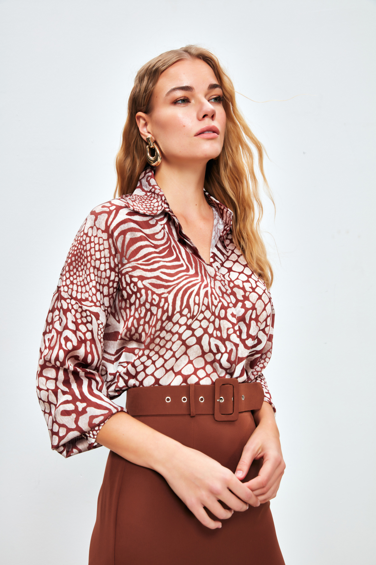 Kemerli Kalem Etek - KAHVE