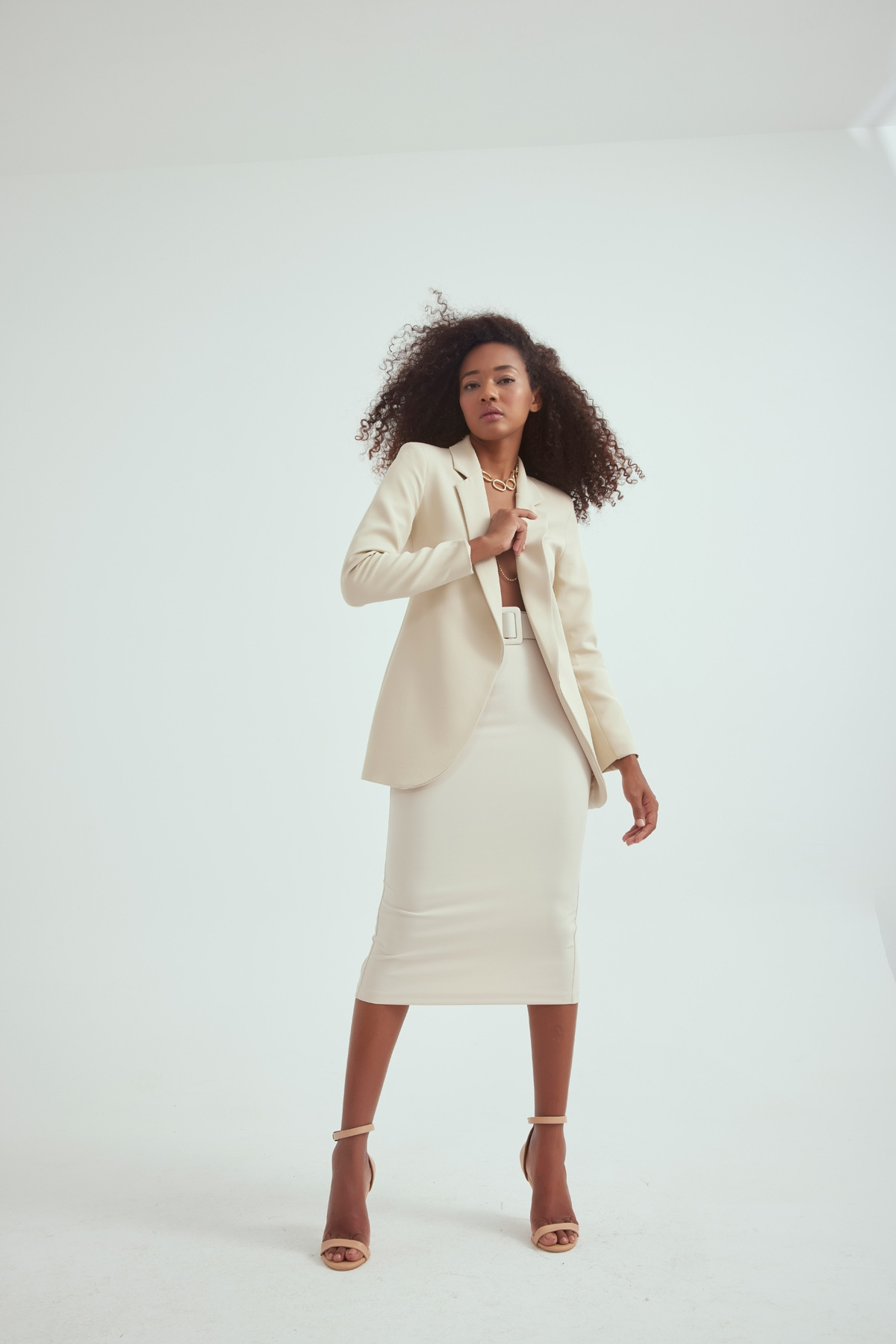 Kemerli kalem etek - KREM