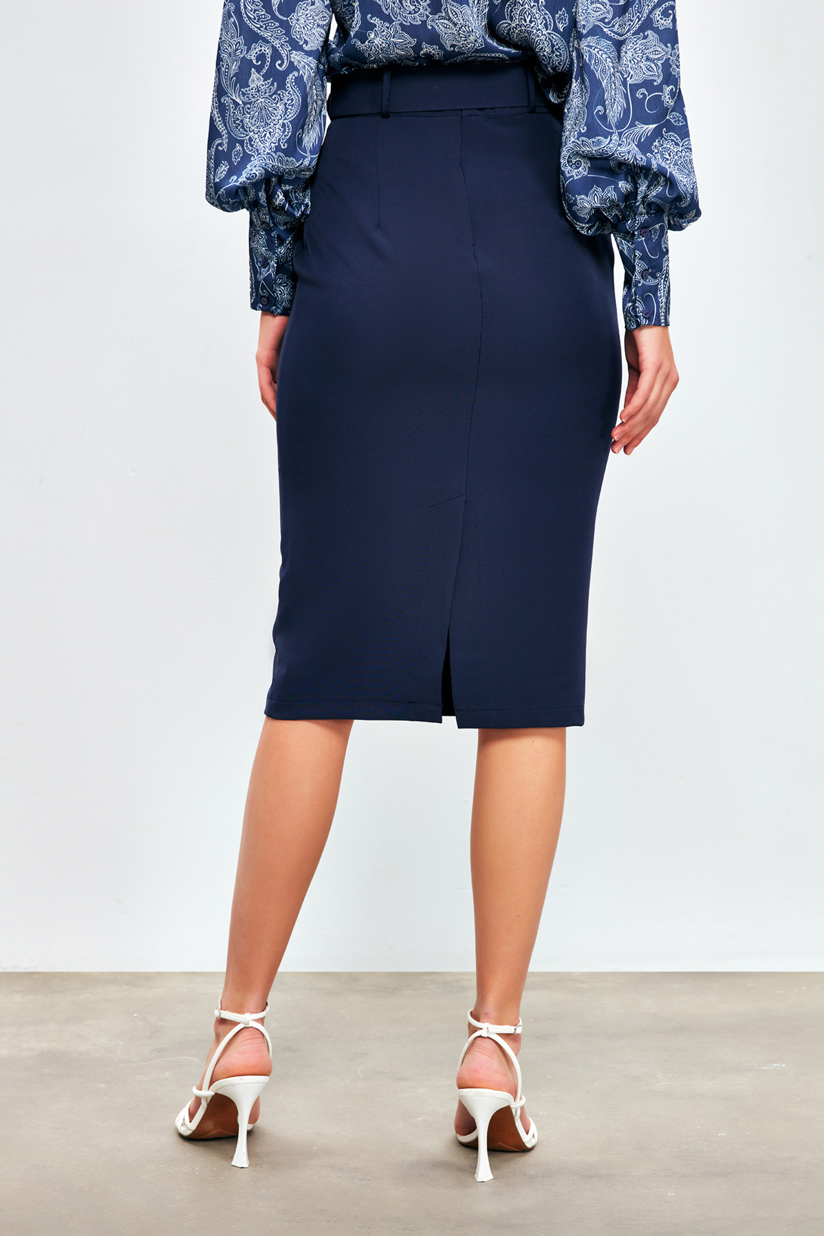 Kemerli Kalem Etek - LACİVERT