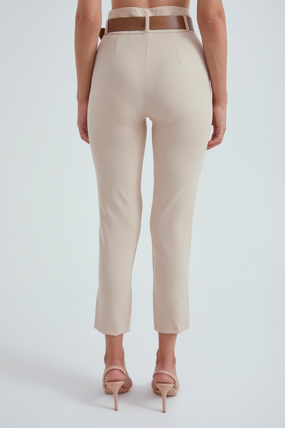 Kemerli klasik pantolon - BEJ