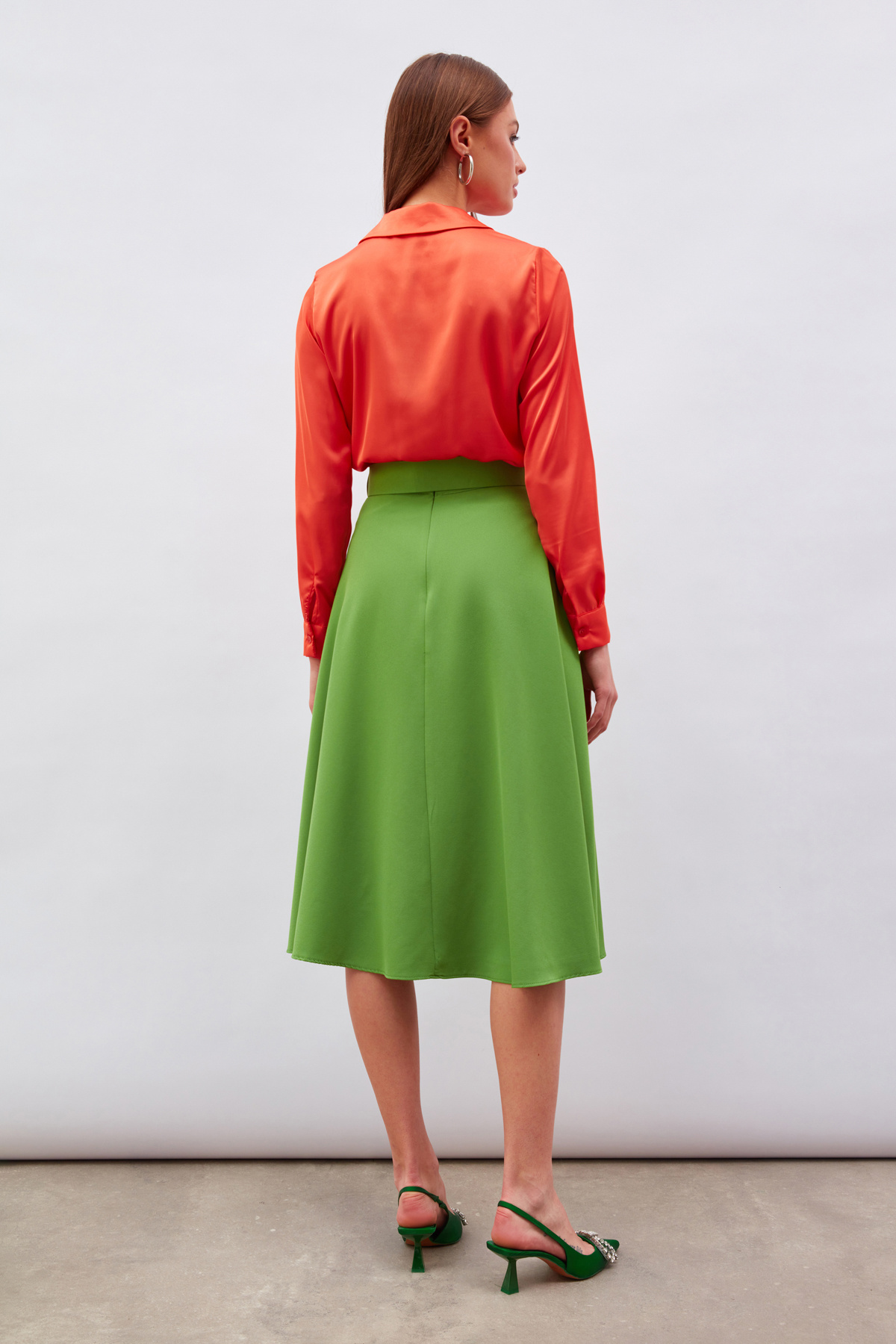 Kemerli kloş etek - AÇIK YEŞİL