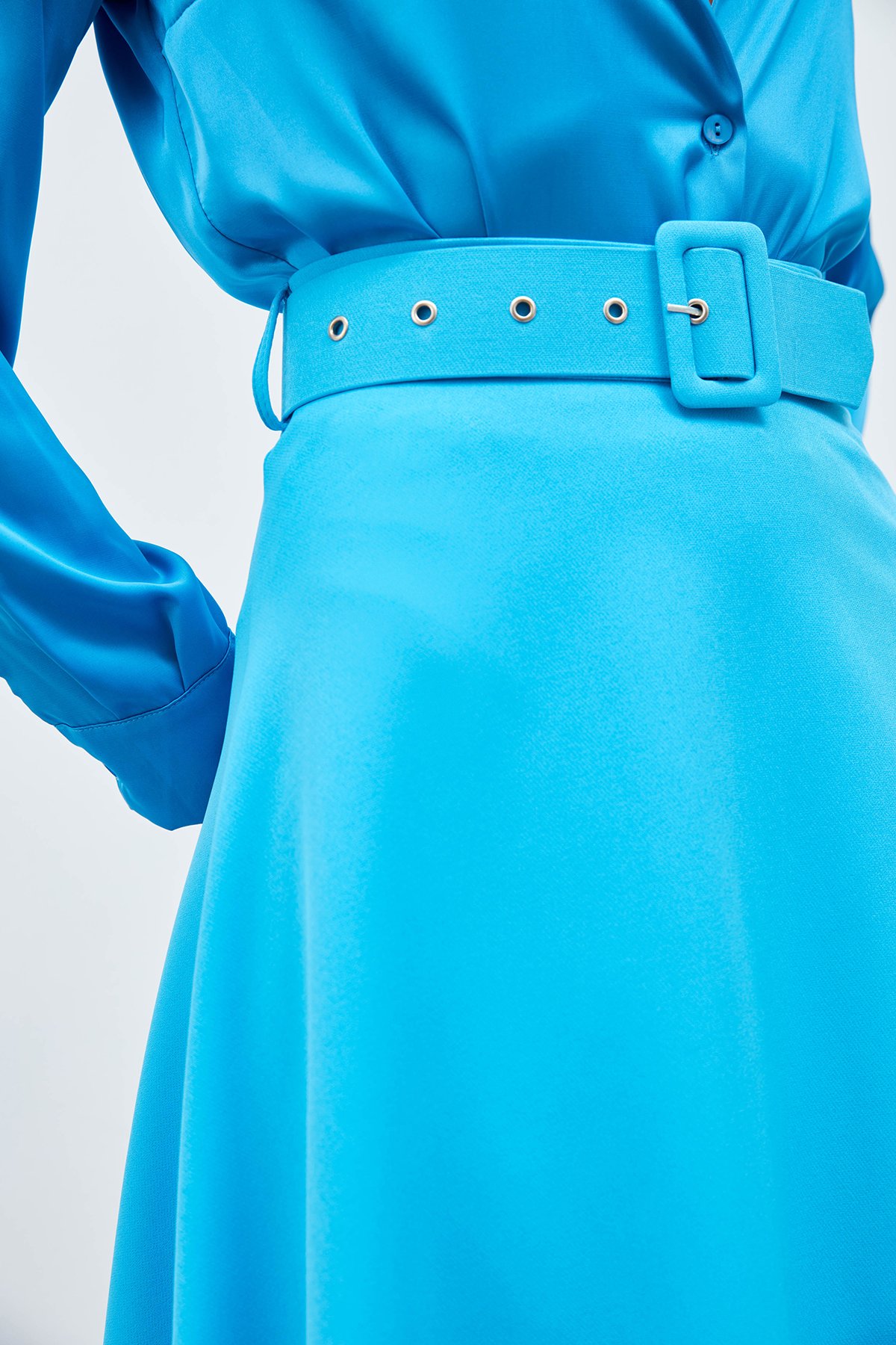 Kemerli kloş etek - BEBE MAVİ