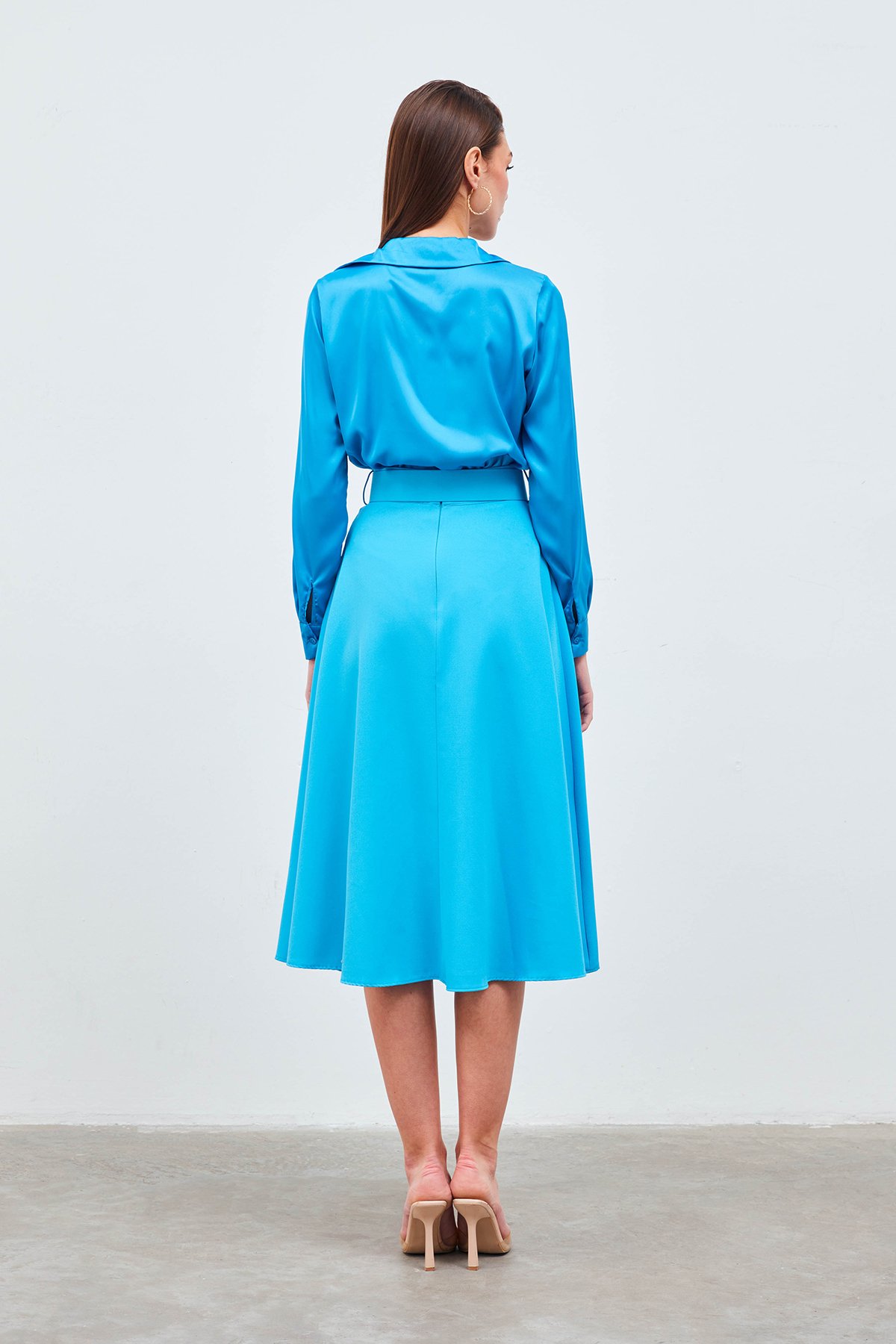 Kemerli kloş etek - BEBE MAVİ