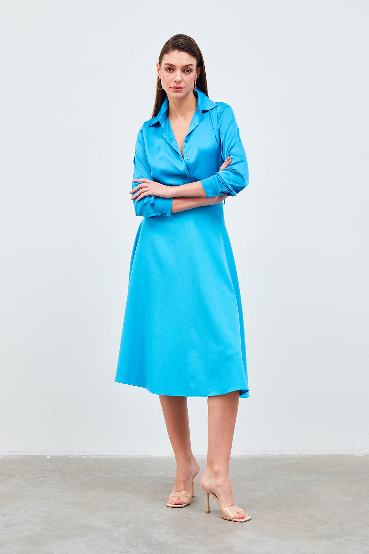 Kemerli kloş etek - BEBE MAVİ