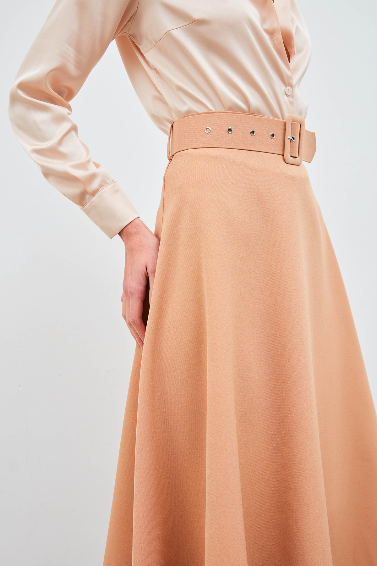 Kemerli kloş etek - CAMEL
