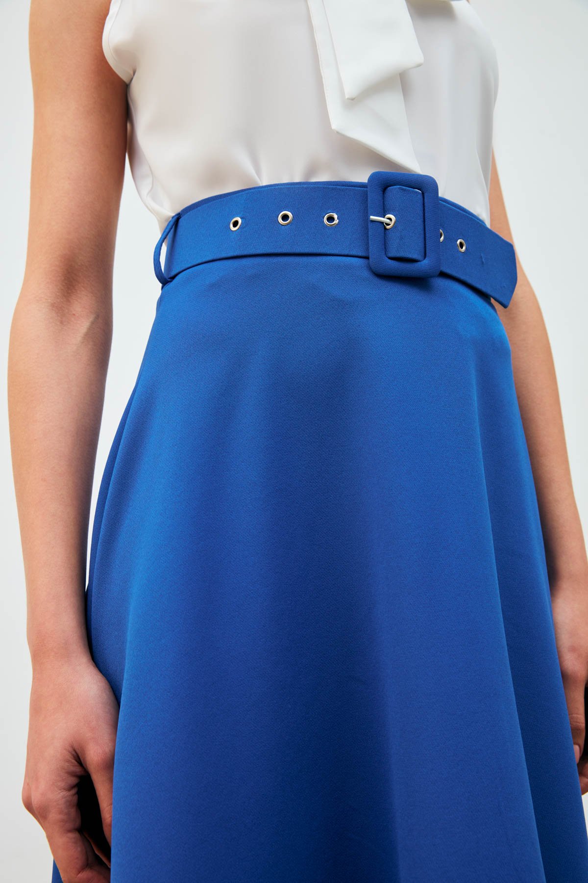 Kemerli kloş etek - İNDİGO