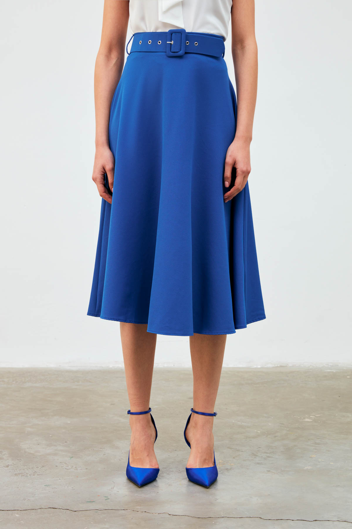 Kemerli kloş etek - İNDİGO