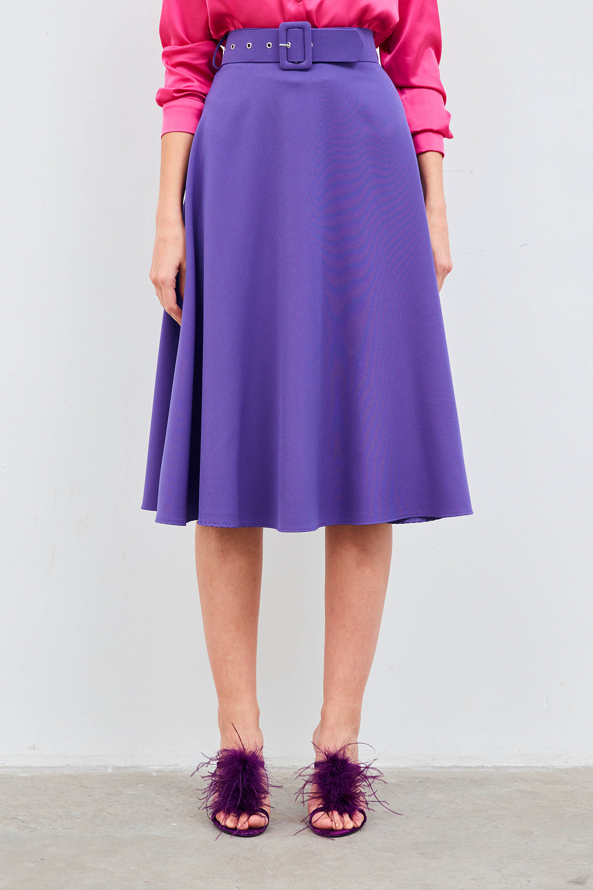 Kemerli kloş etek - MOR