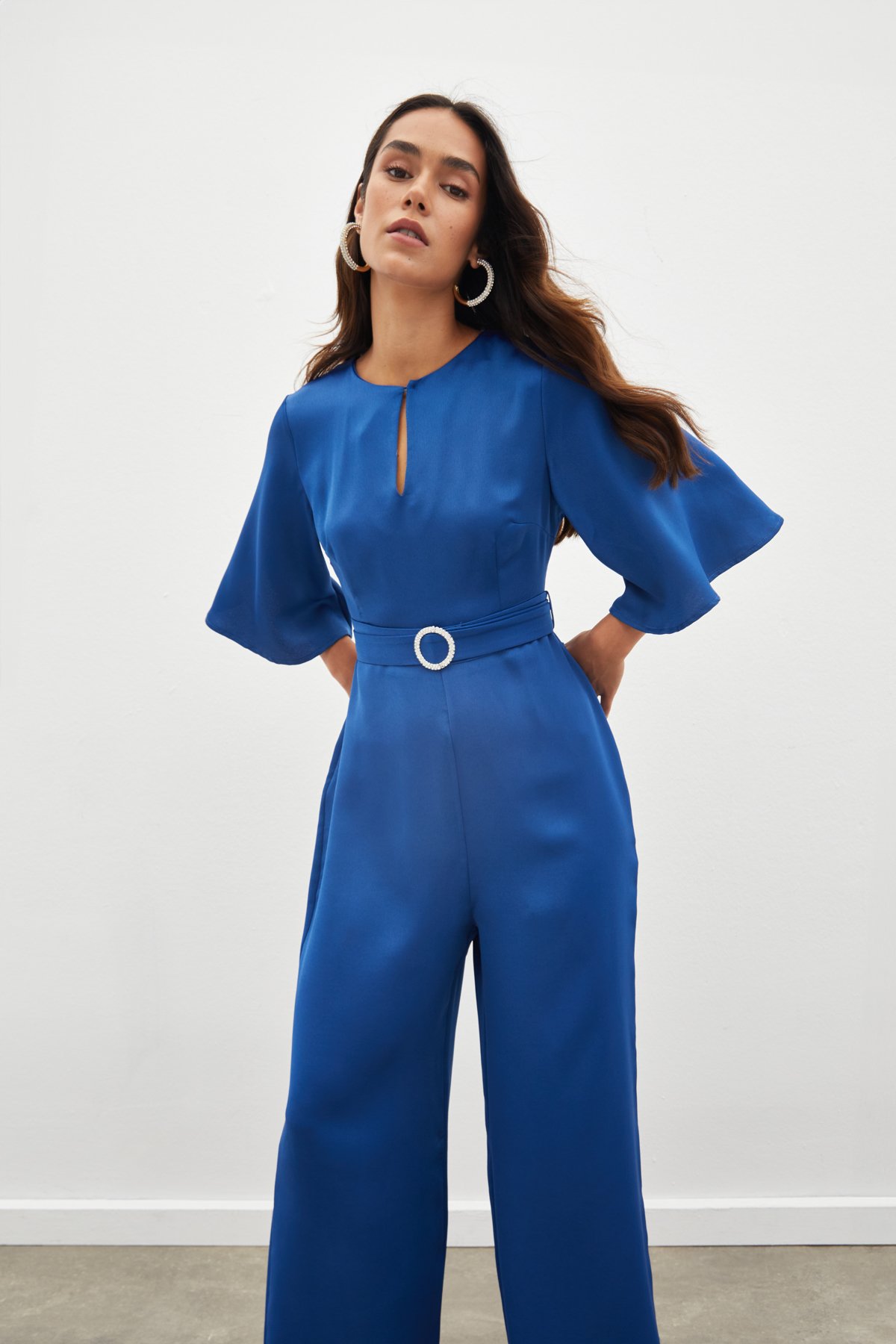 Kemerli Krep Tulum - SAX MAVİ