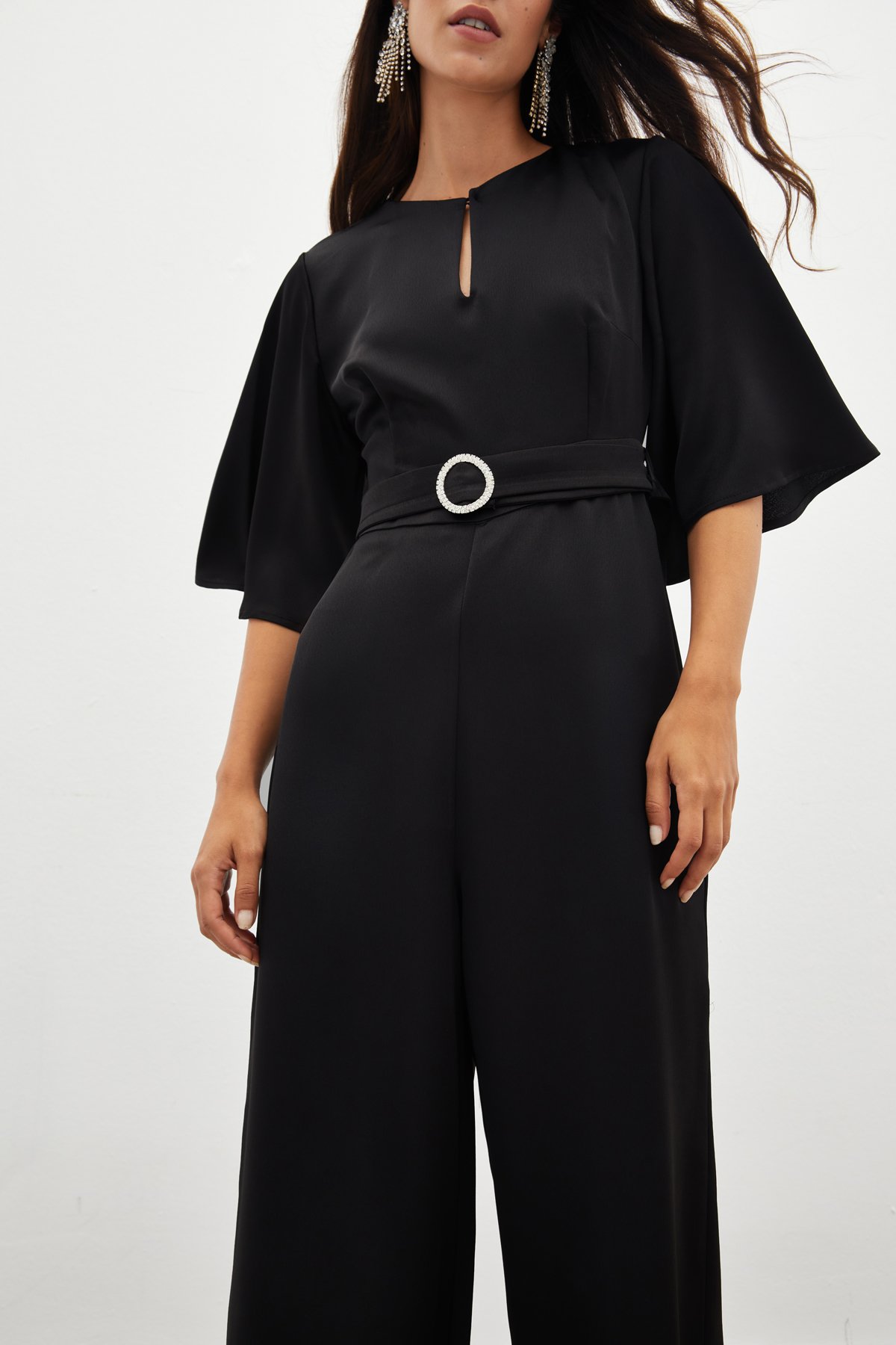 Kemerli Krep Tulum - SİYAH