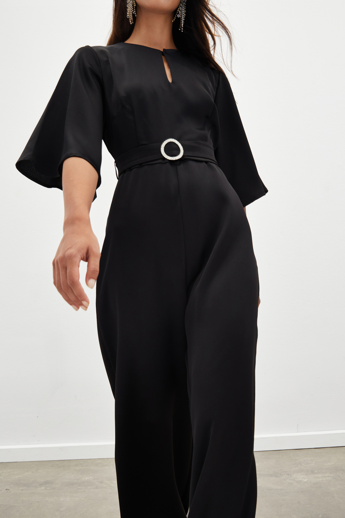 Kemerli Krep Tulum - SİYAH