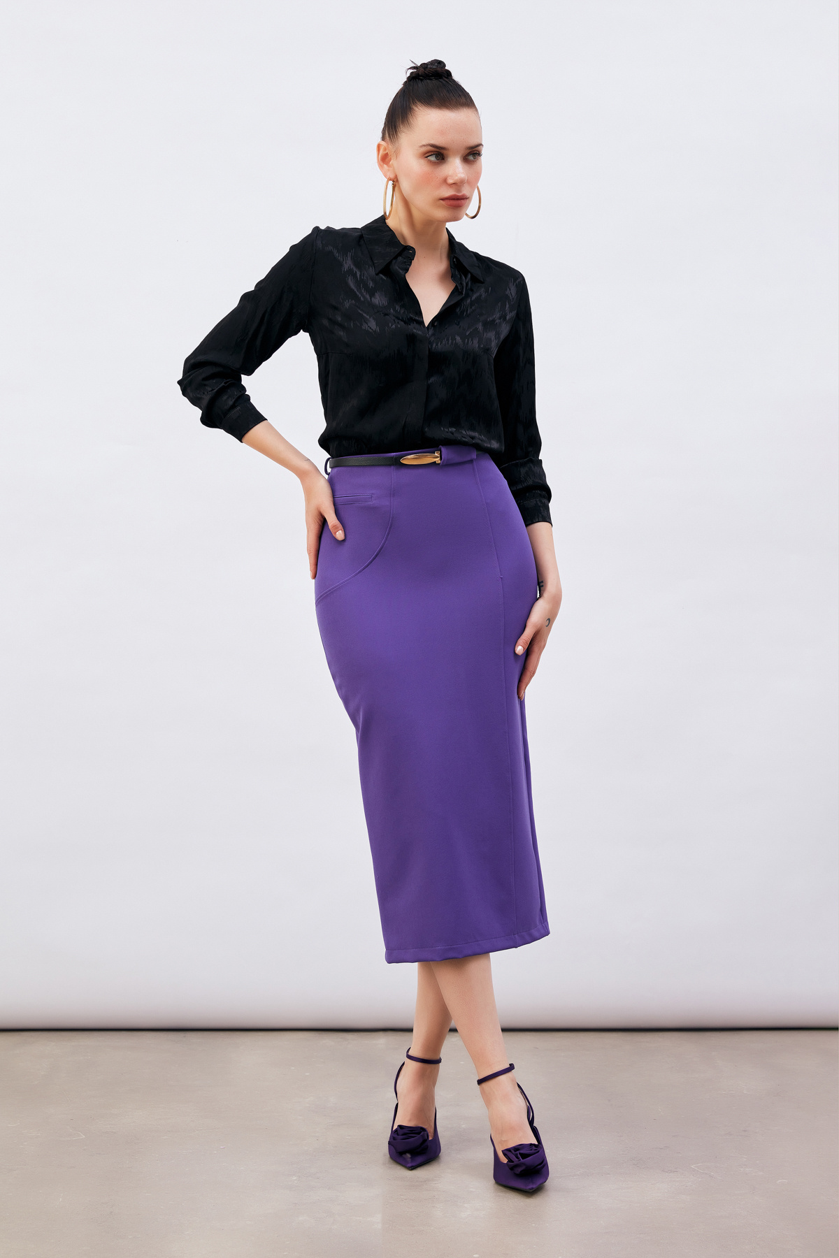 Kemerli Midi Boy Kalem Etek - MOR