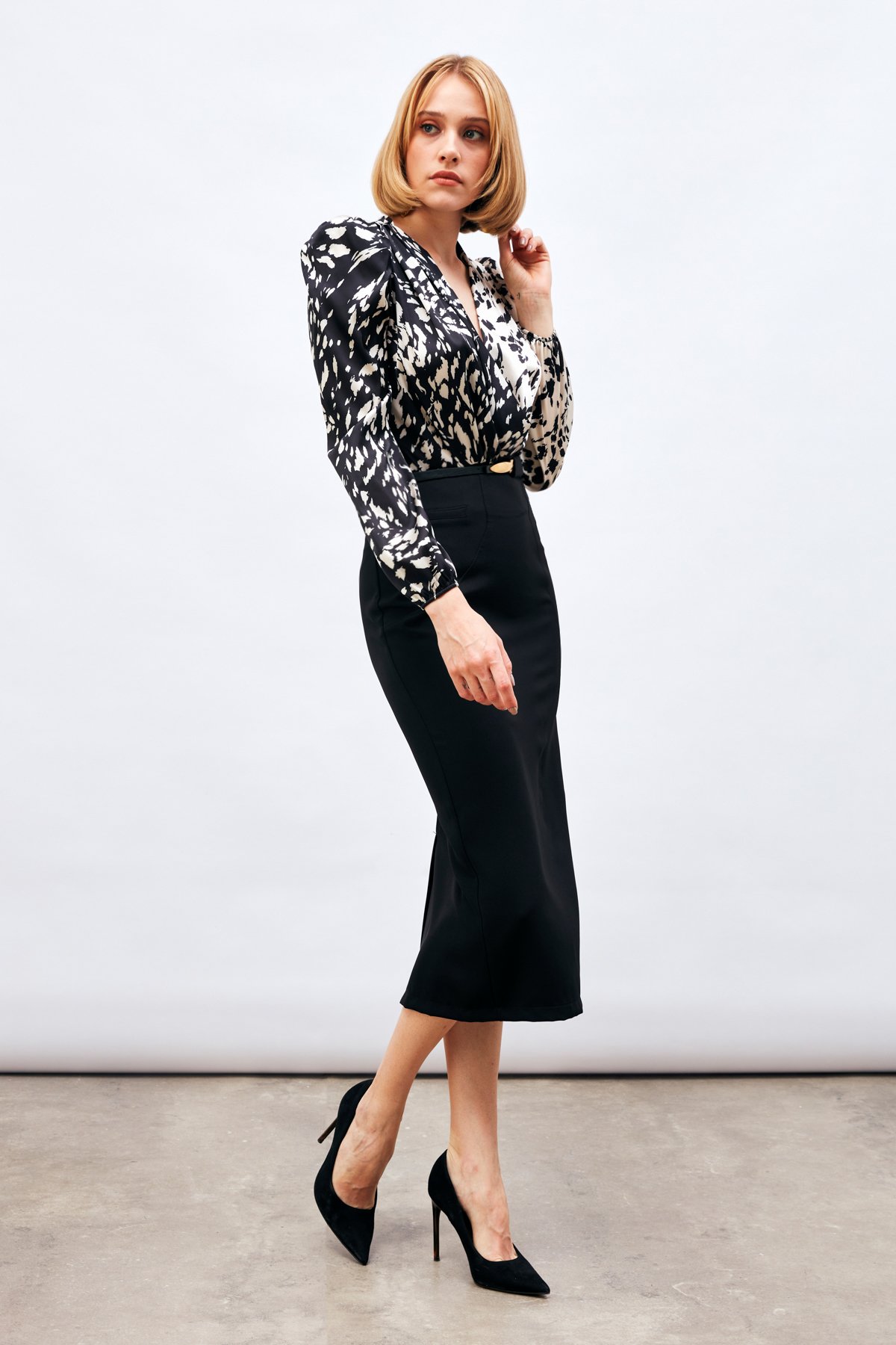 Kemerli Midi Boy Kalem Etek - SİYAH