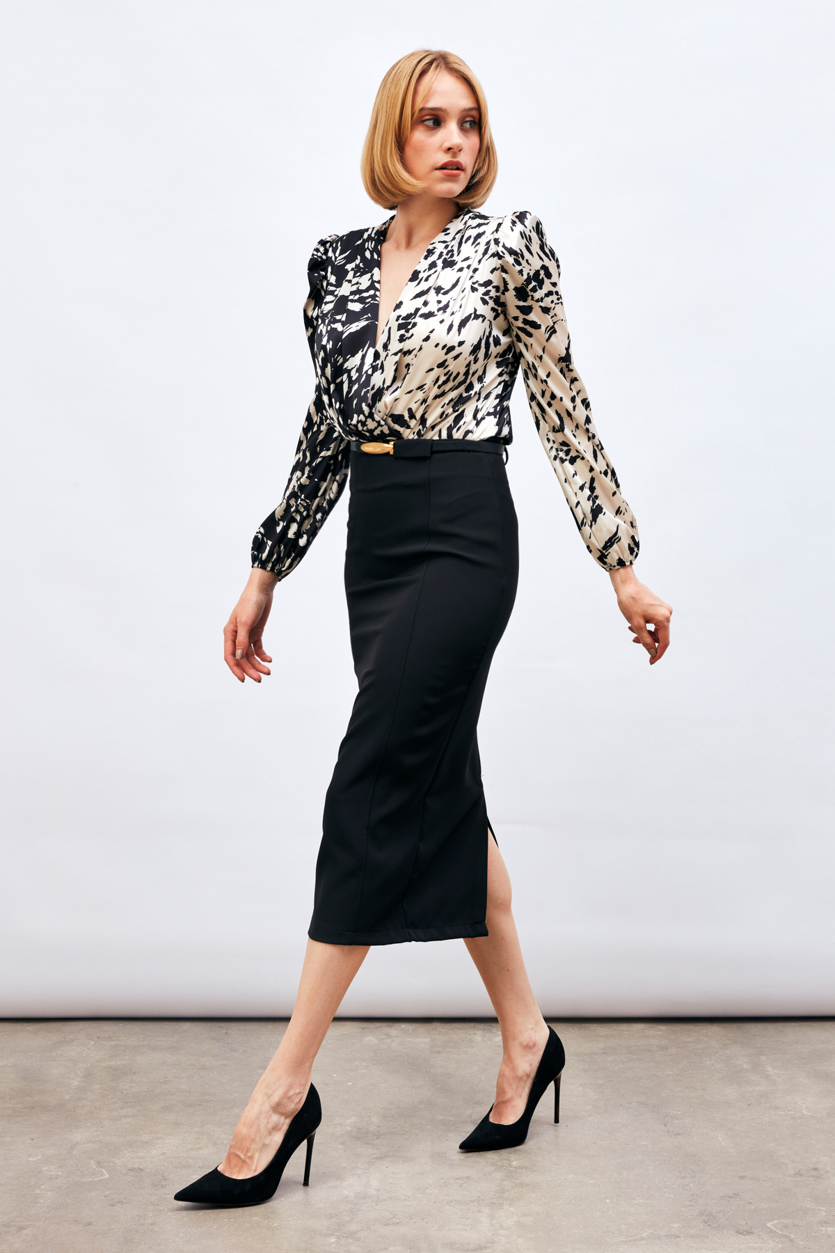 Kemerli Midi Boy Kalem Etek - SİYAH