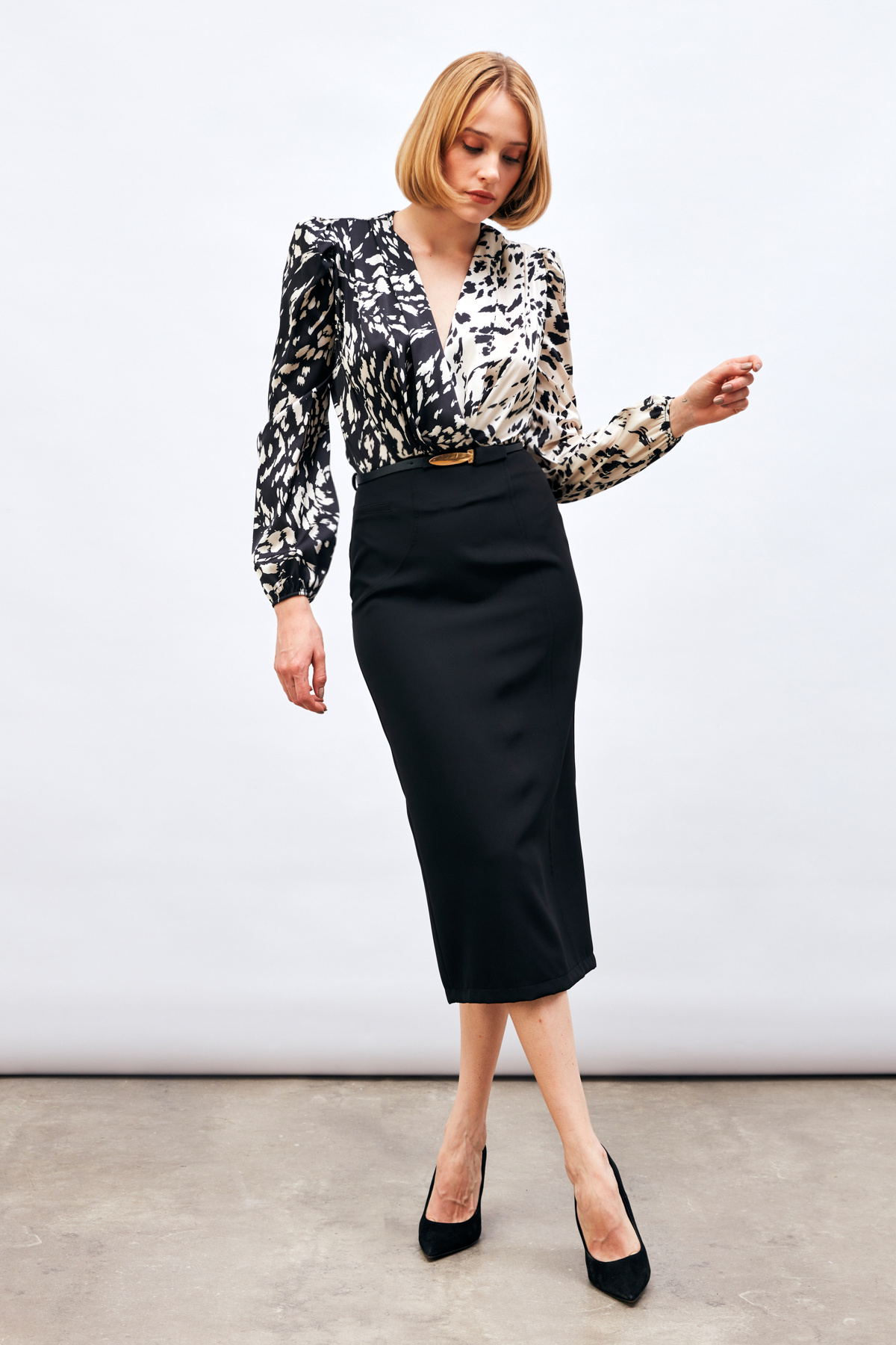 Kemerli Midi Boy Kalem Etek - SİYAH