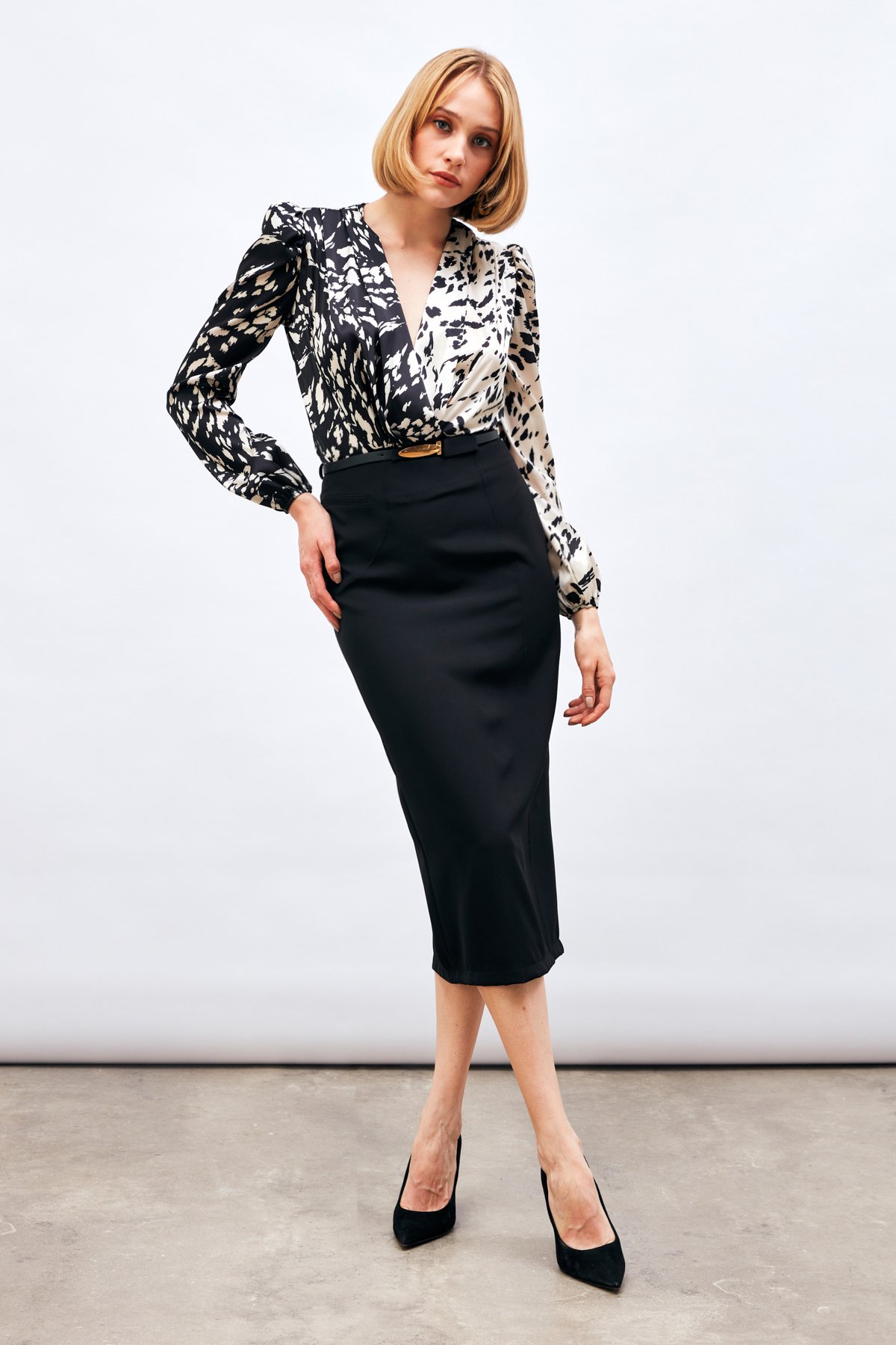 Kemerli Midi Boy Kalem Etek - SİYAH