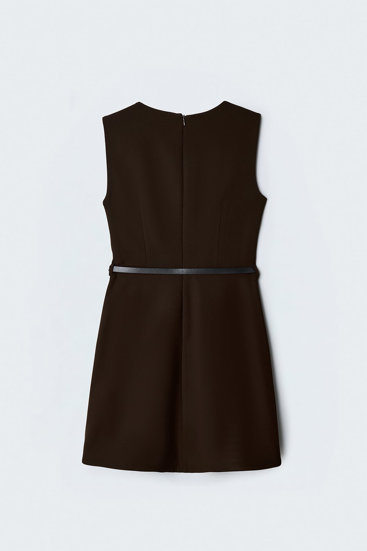 Belted Mini Dress - Brown