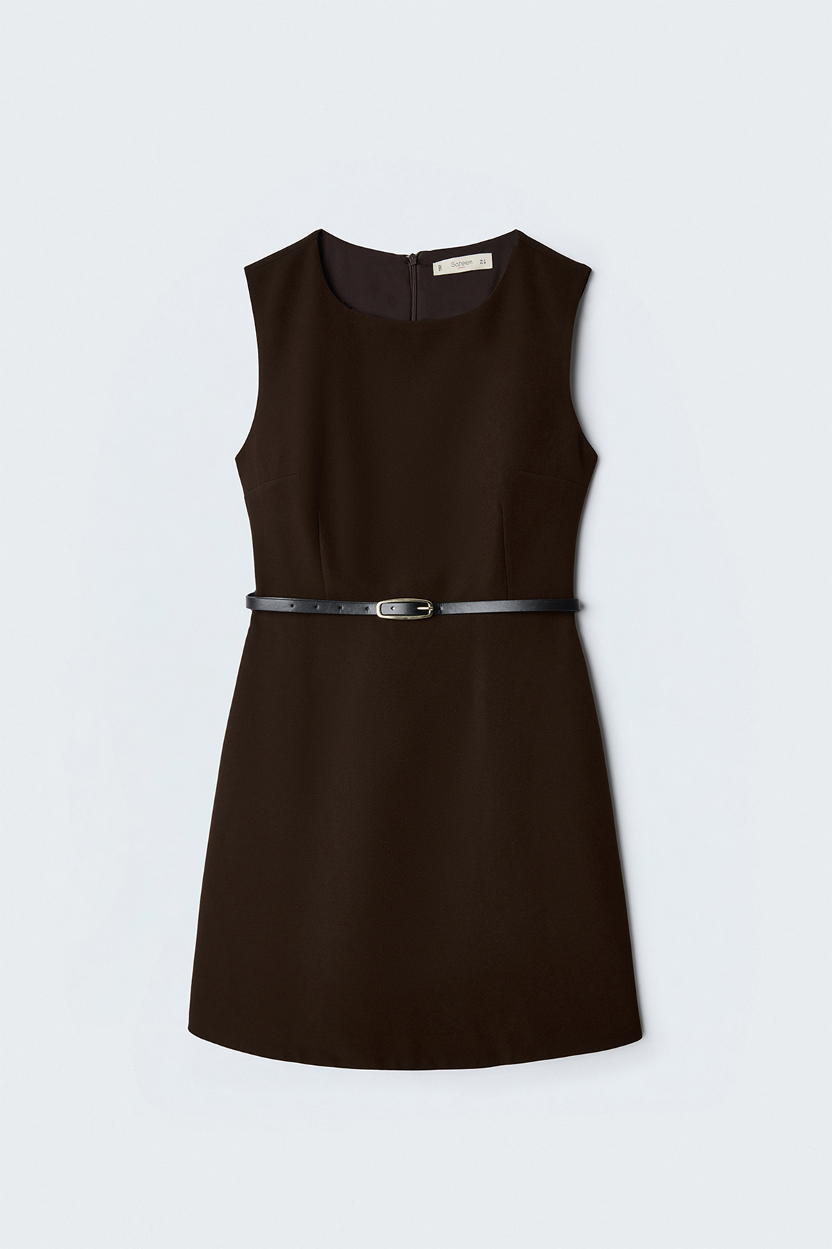 Belted Mini Dress - Brown