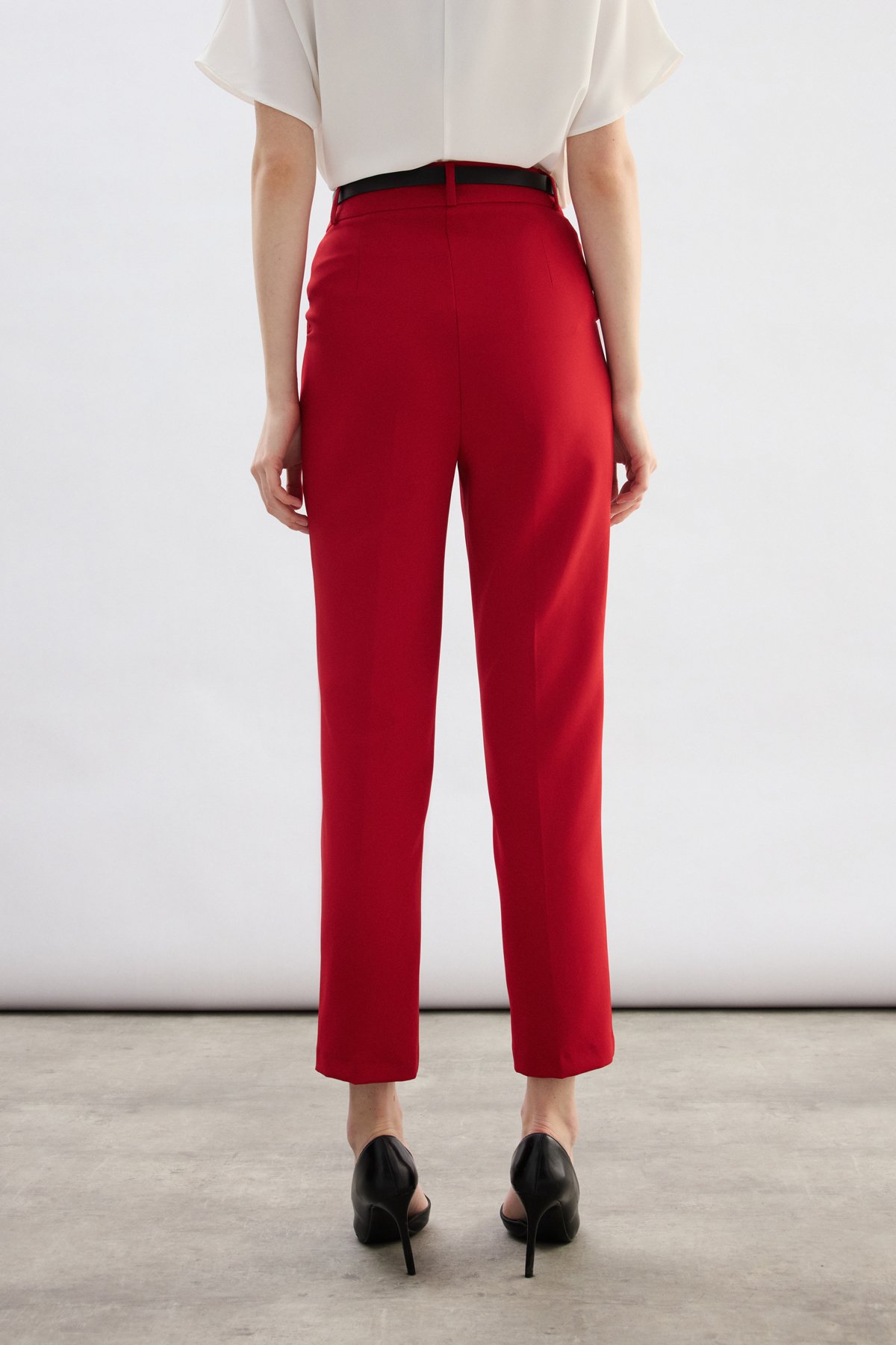 Kemerli Pantolon - Kırmızı