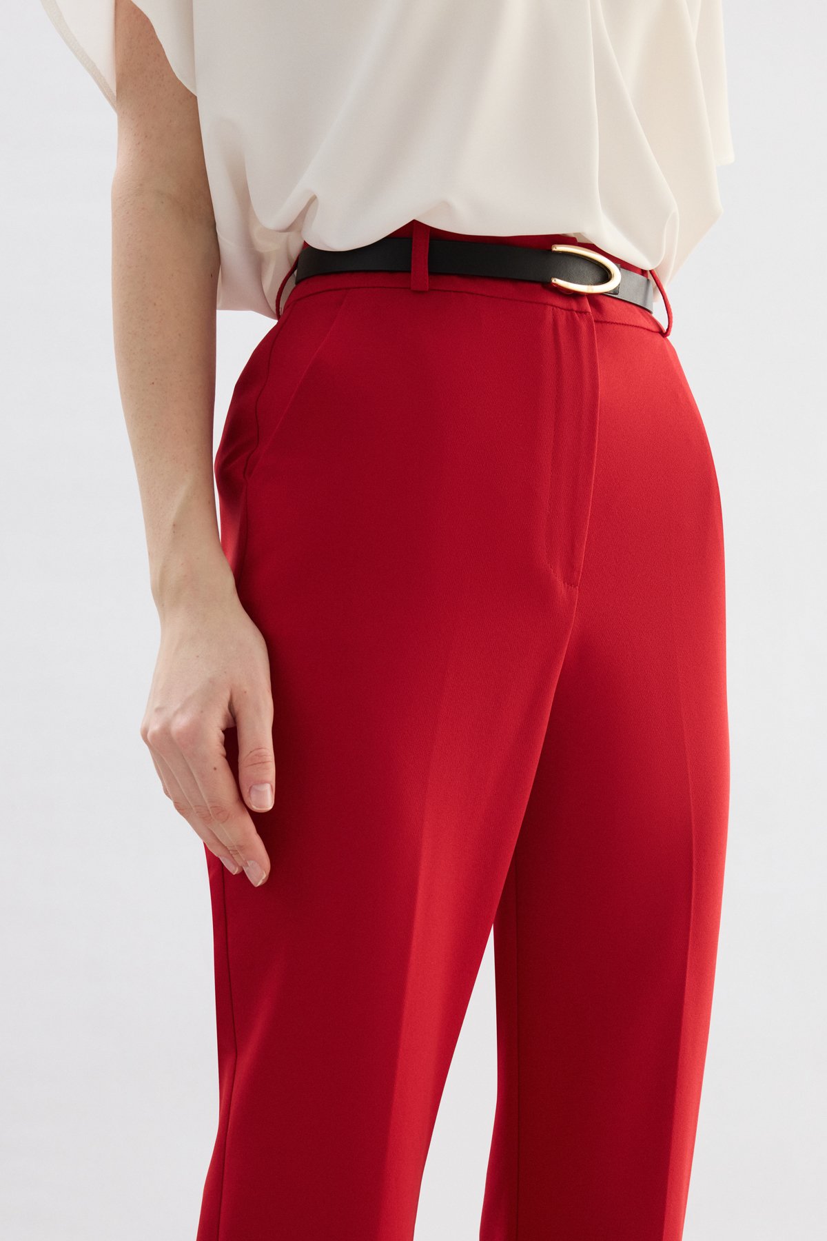 Kemerli Pantolon - Kırmızı
