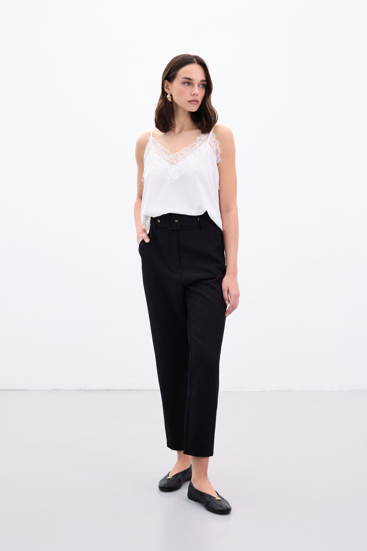 Kemerli Pantolon - Siyah