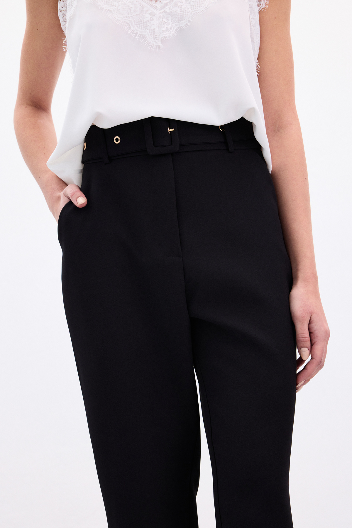 Kemerli Pantolon - Siyah