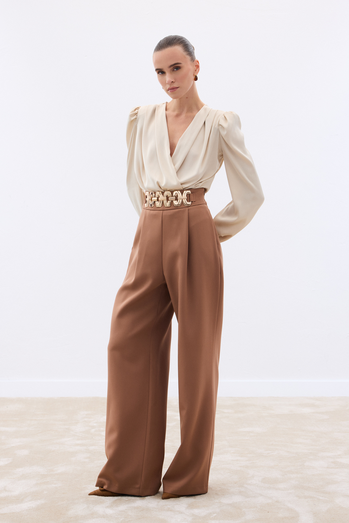 Kemerli Salaş Pantolon - Camel